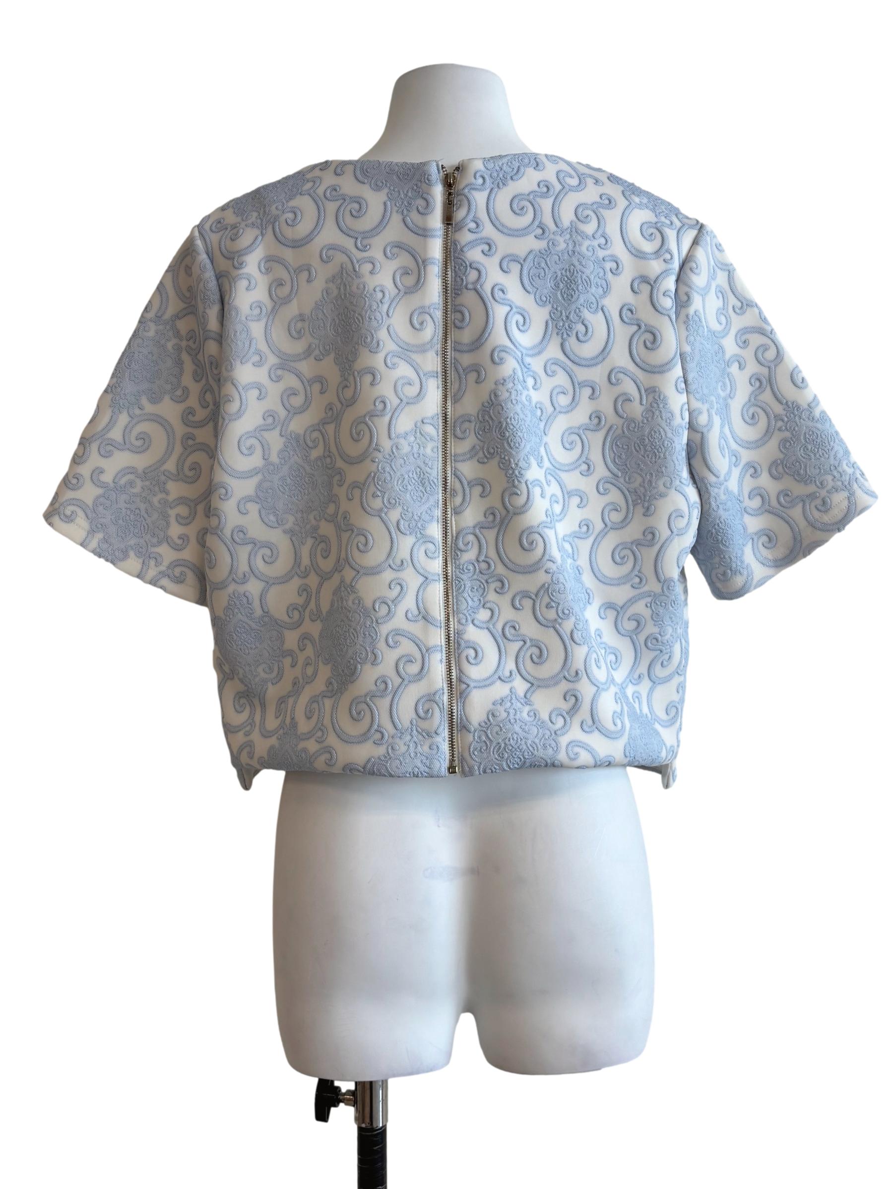 Powder Blue Textured Short Sleeve Top TCL