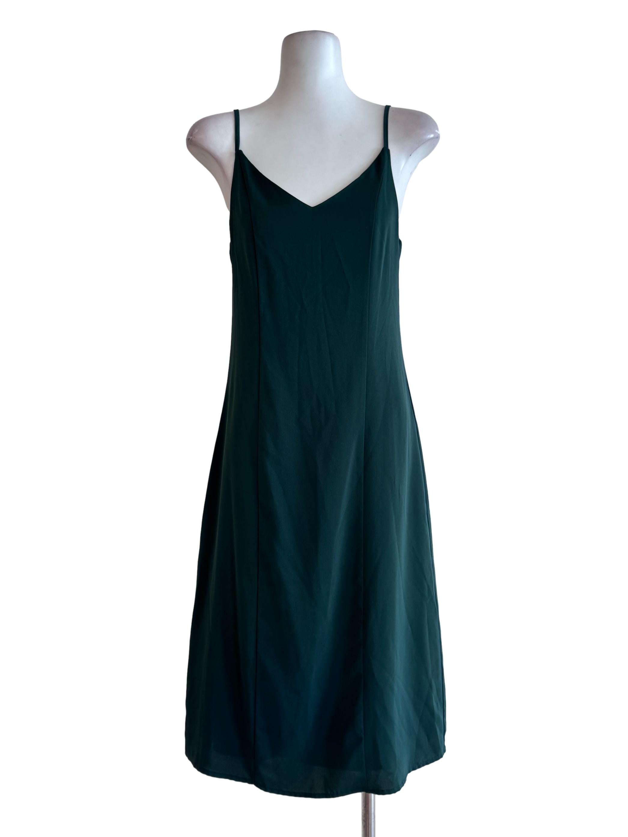 Basil Green V Neck Sleeveless Dress TTR