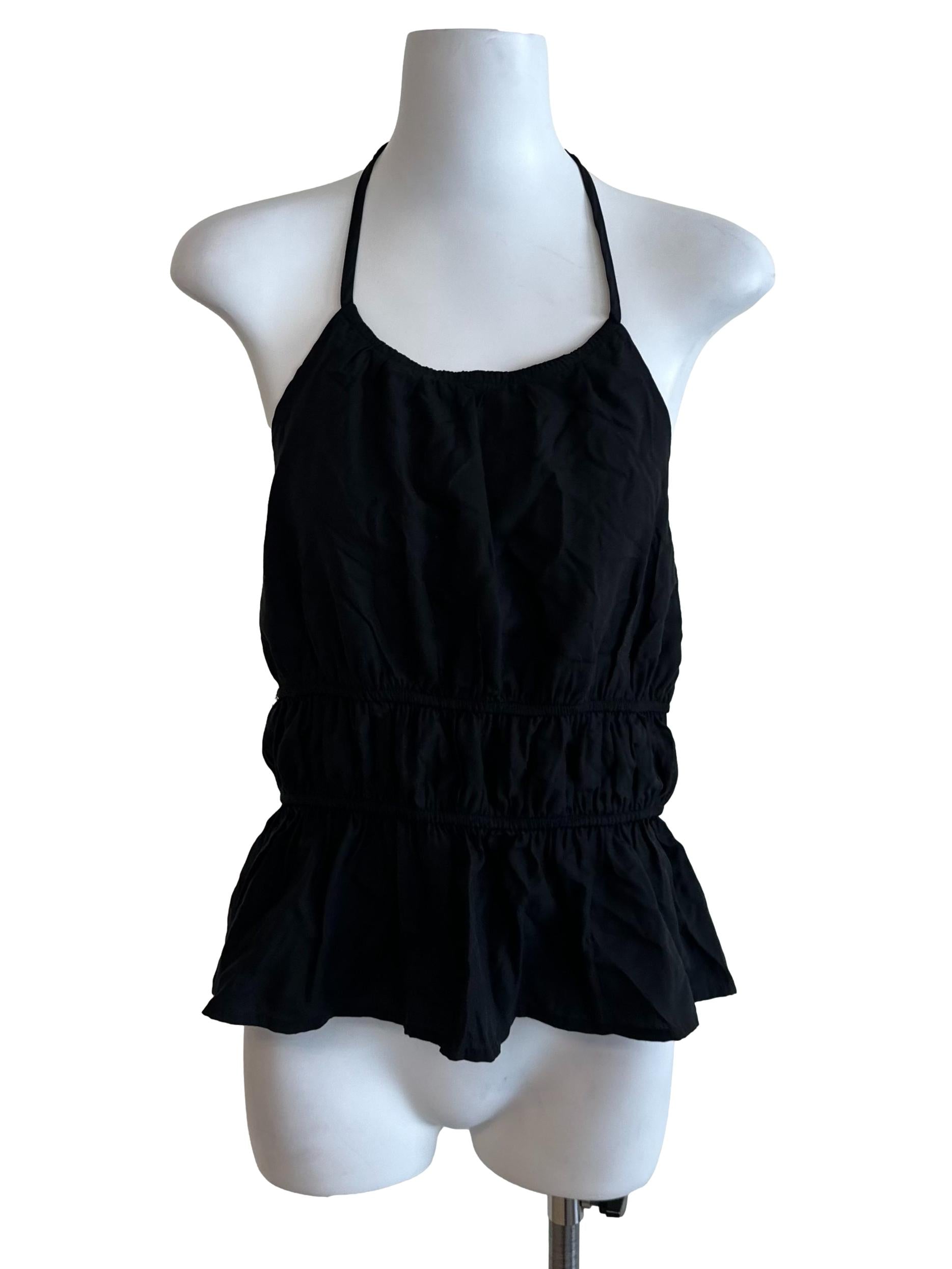 Raven Black Peplum Halter Top