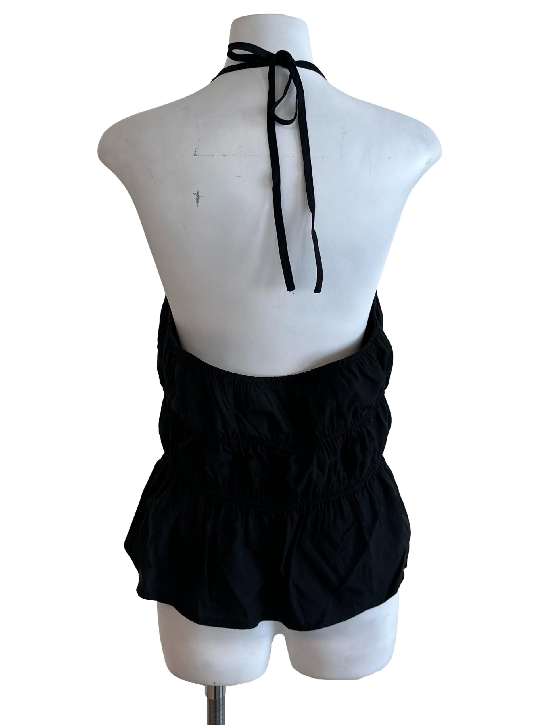 Raven Black Peplum Halter Top