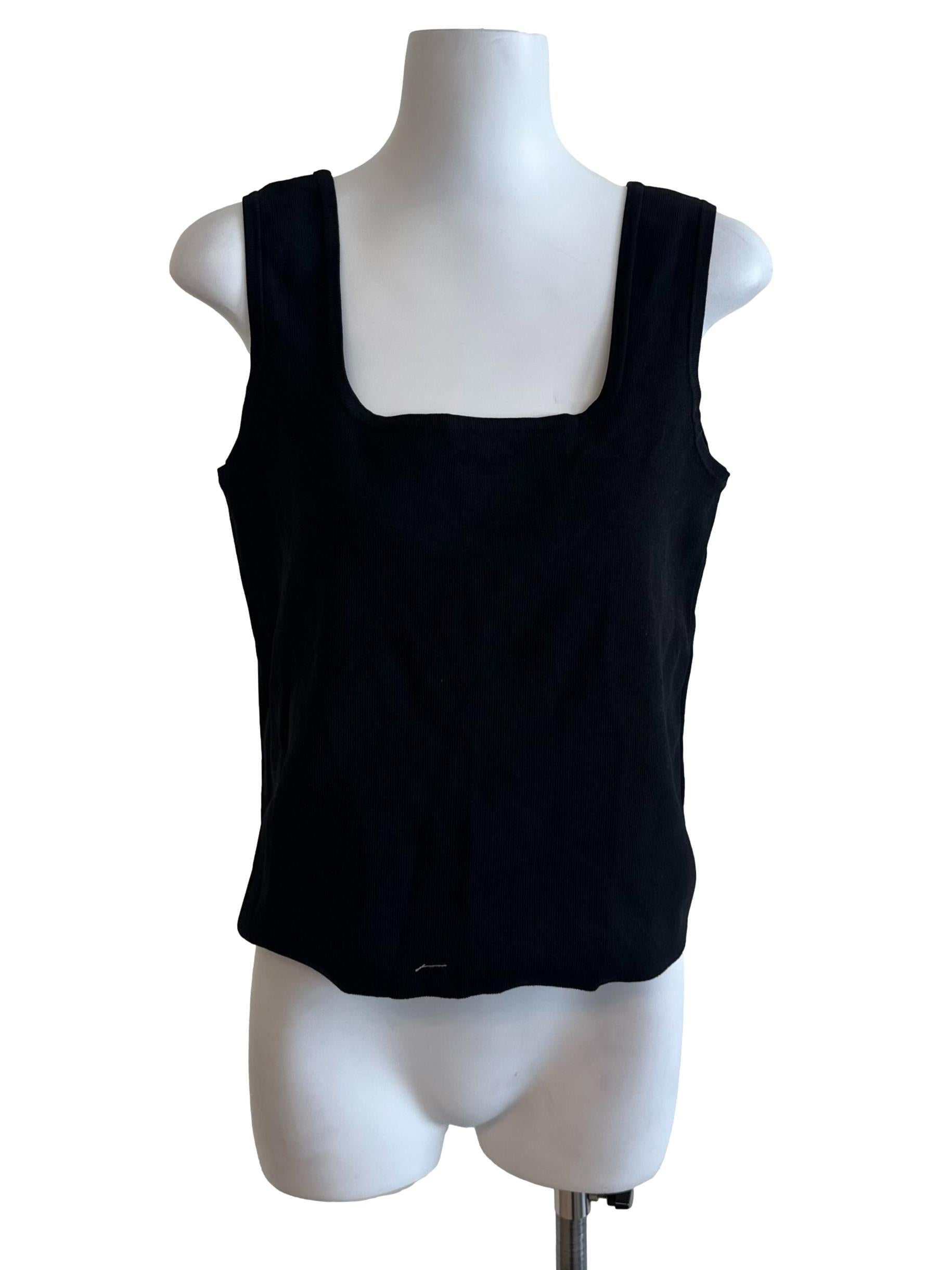 Onyx Black Square Neck Fitted Top