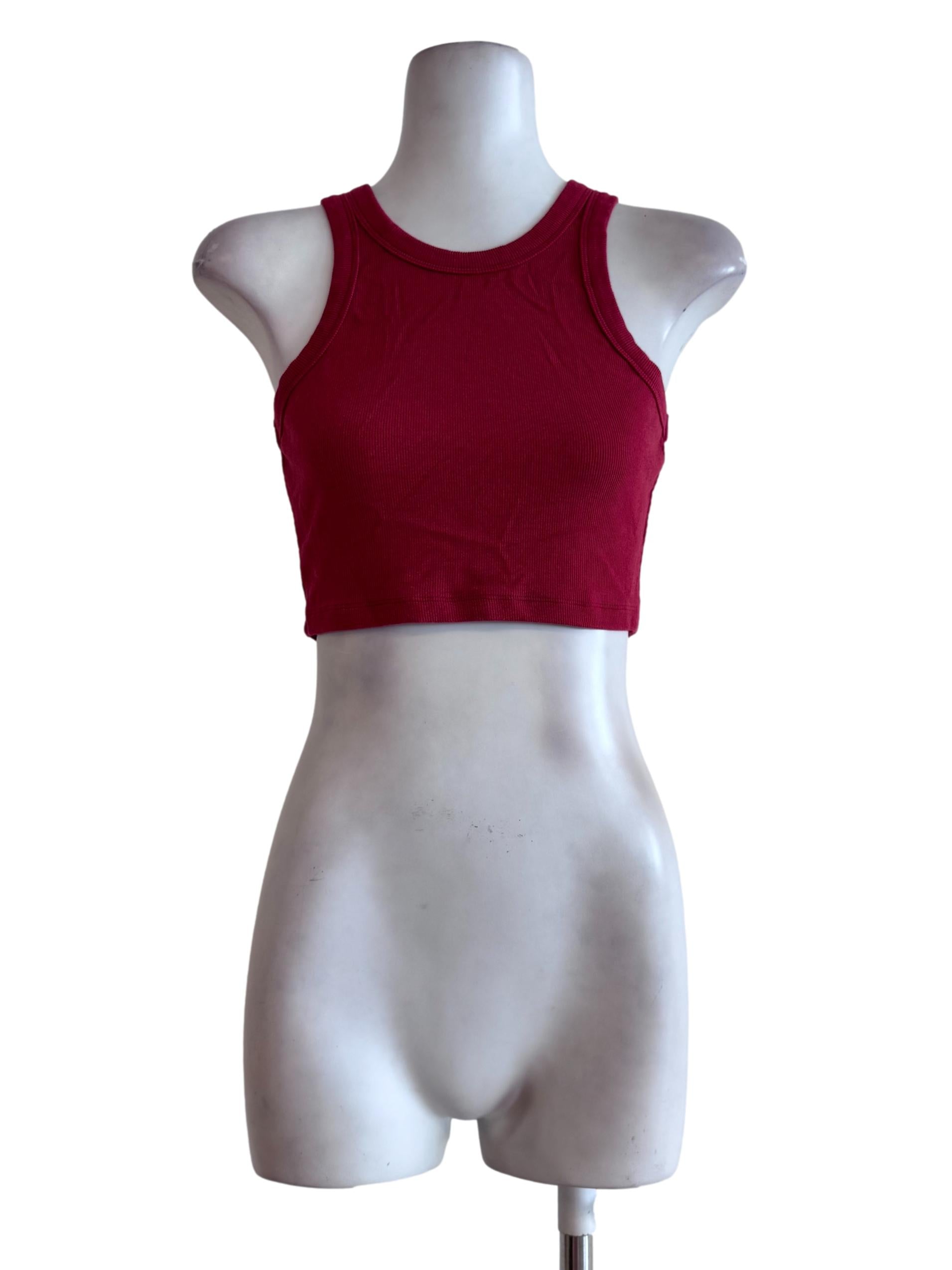 Crimson Red Halter Neck Sleeveless Top TCL