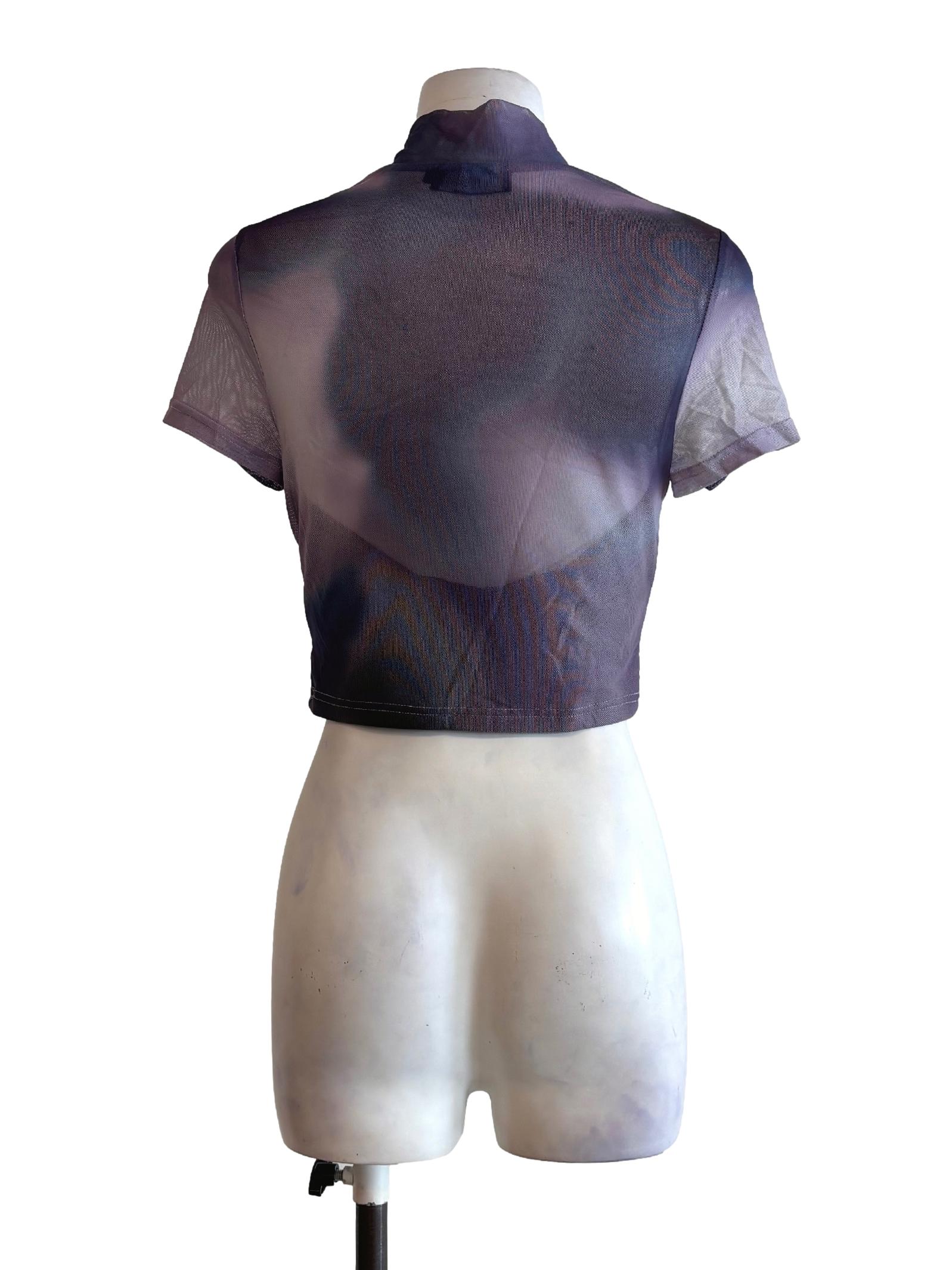 Purple Illusion Neck Mesh Top YHF