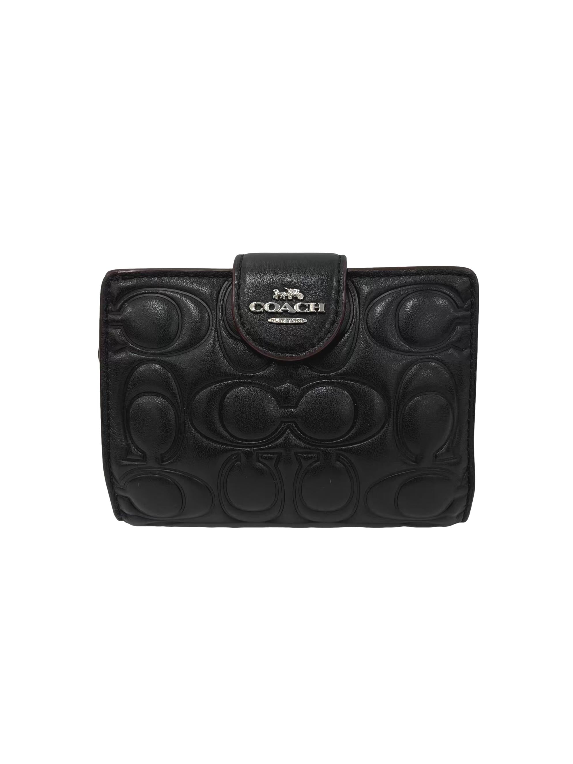 Black Leather Medium Corner Zip Wallet CSN