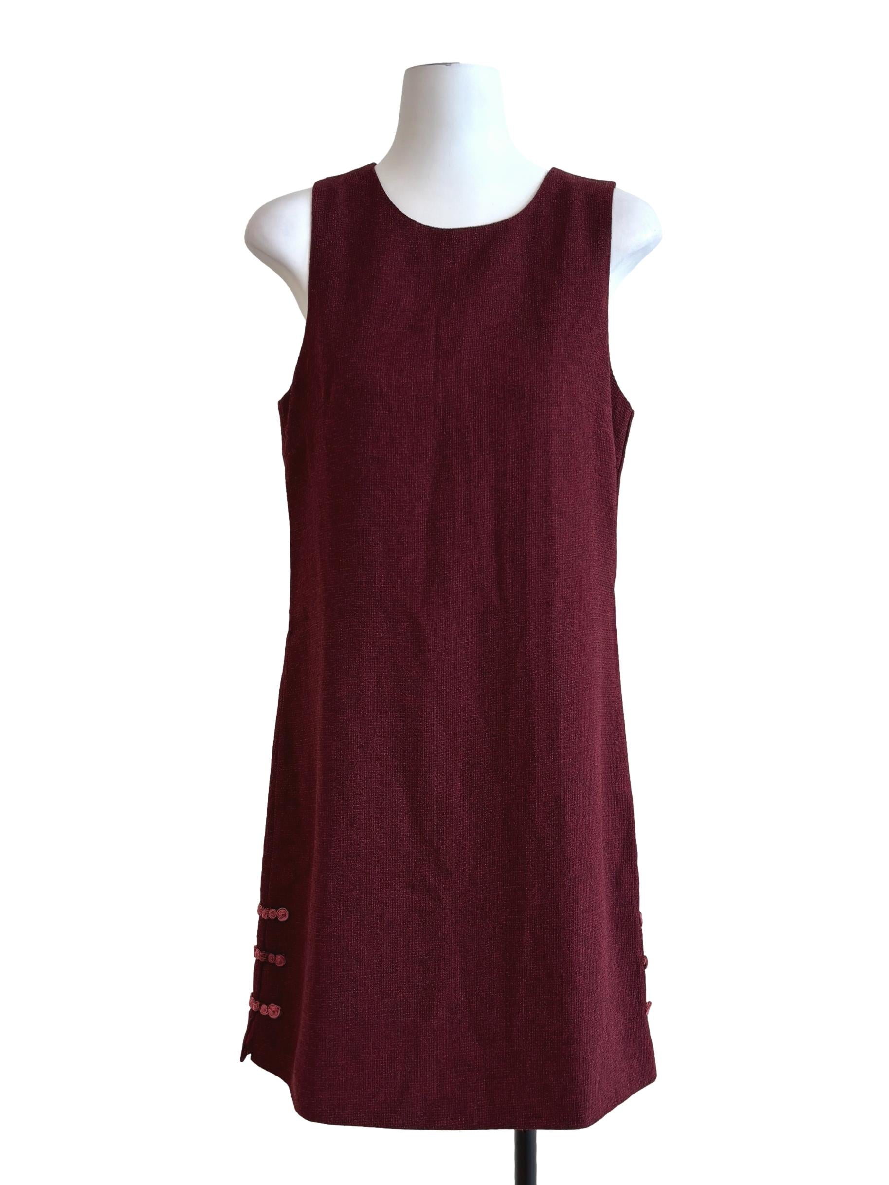 Maroon Sleeveless Shift Dress