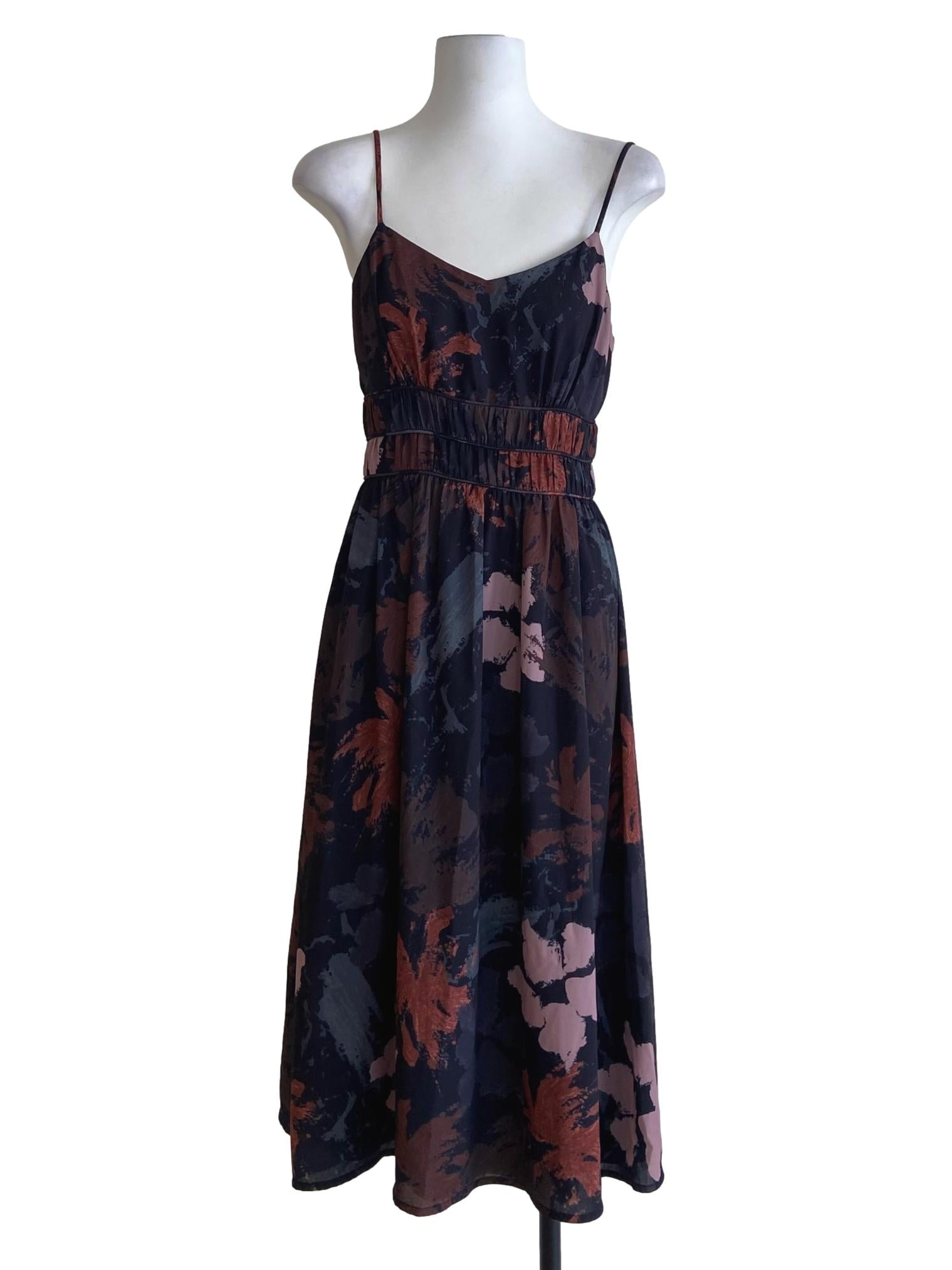 Black & Multicolor Spaghetti Straps Empire Dress