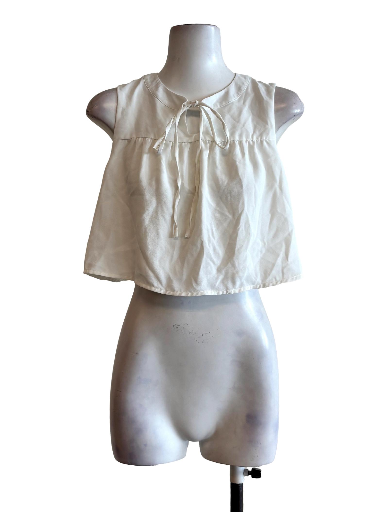 Ivory White Sleeveless Crop Top