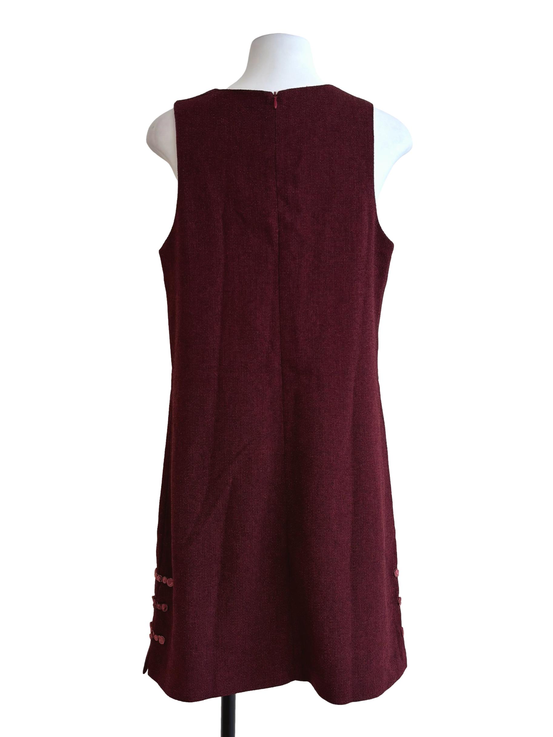 Maroon Sleeveless Shift Dress