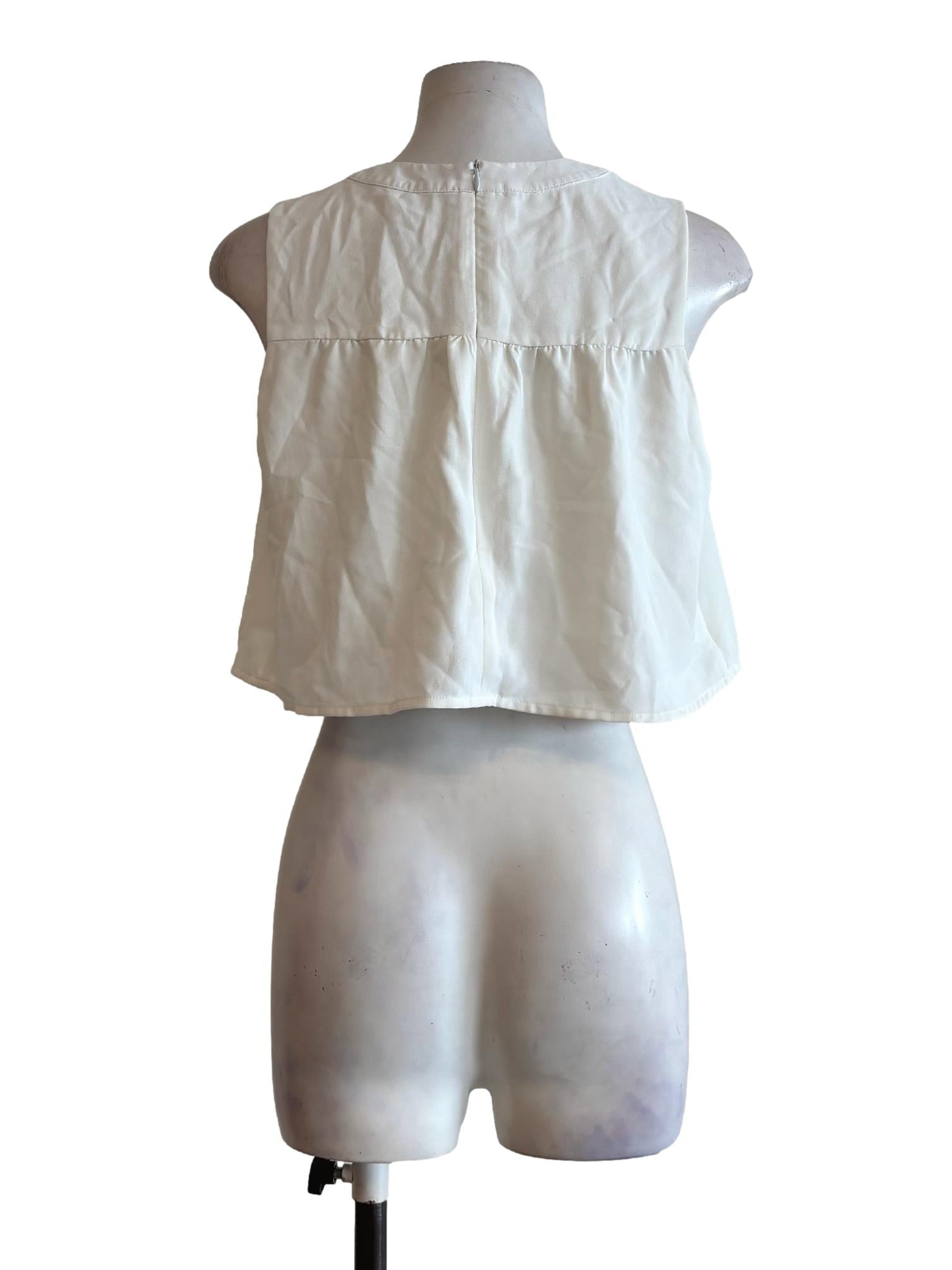 Ivory White Sleeveless Crop Top