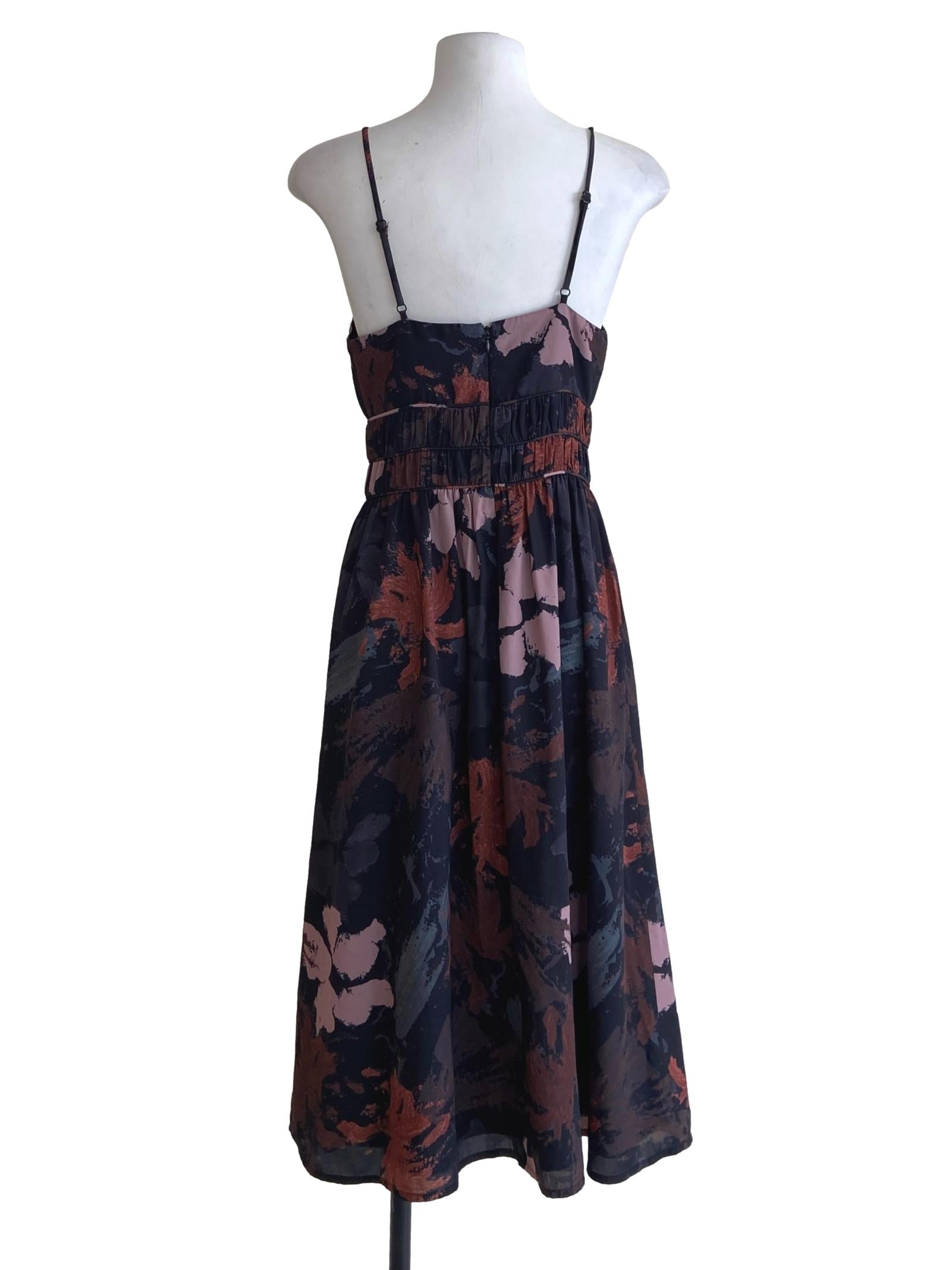 Black & Multicolor Spaghetti Straps Empire Dress