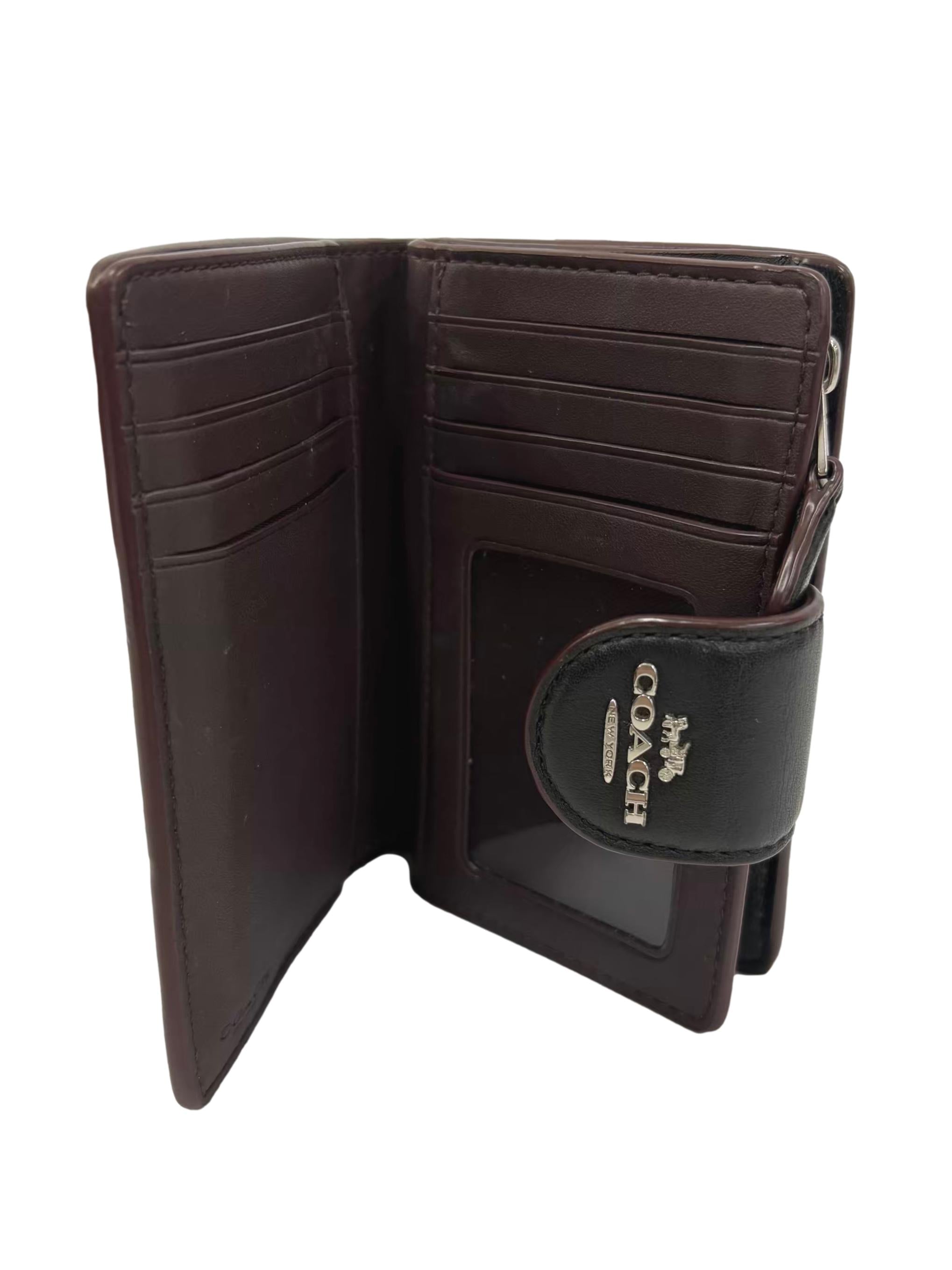 Black Leather Medium Corner Zip Wallet CSN