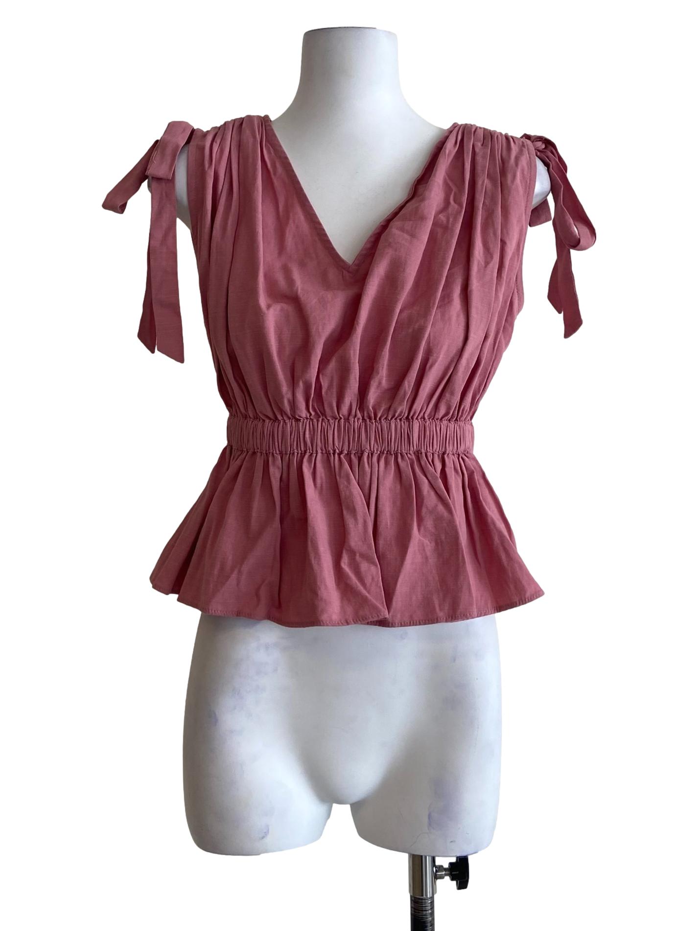 Watermelon Pink Sleeveless Pegged Peplum Top