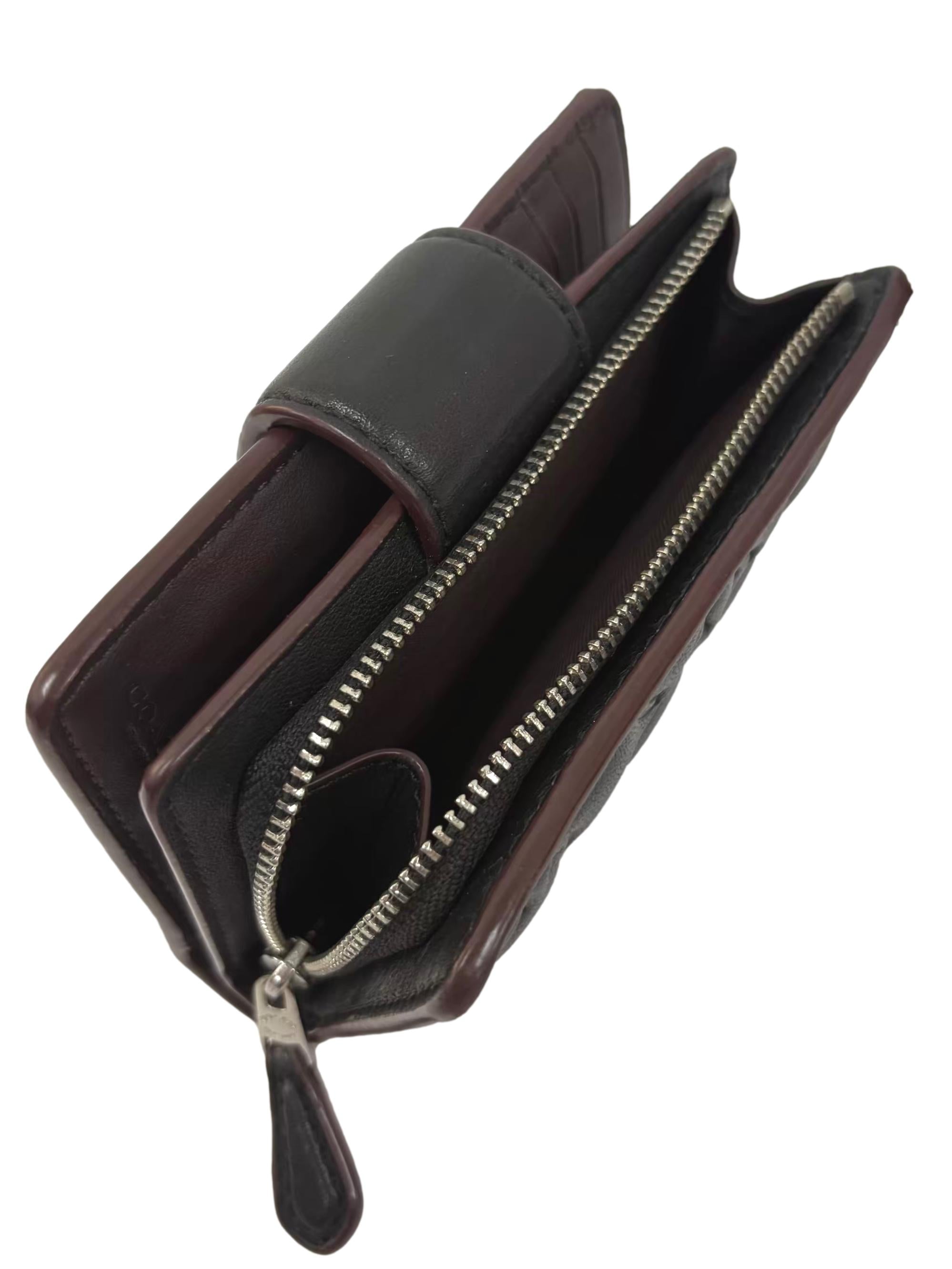 Black Leather Medium Corner Zip Wallet CSN