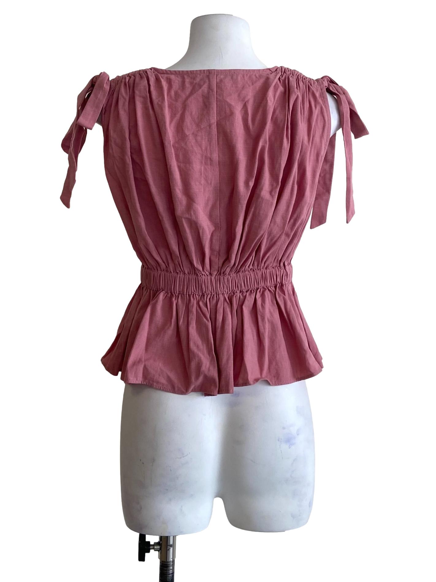 Watermelon Pink Sleeveless Pegged Peplum Top