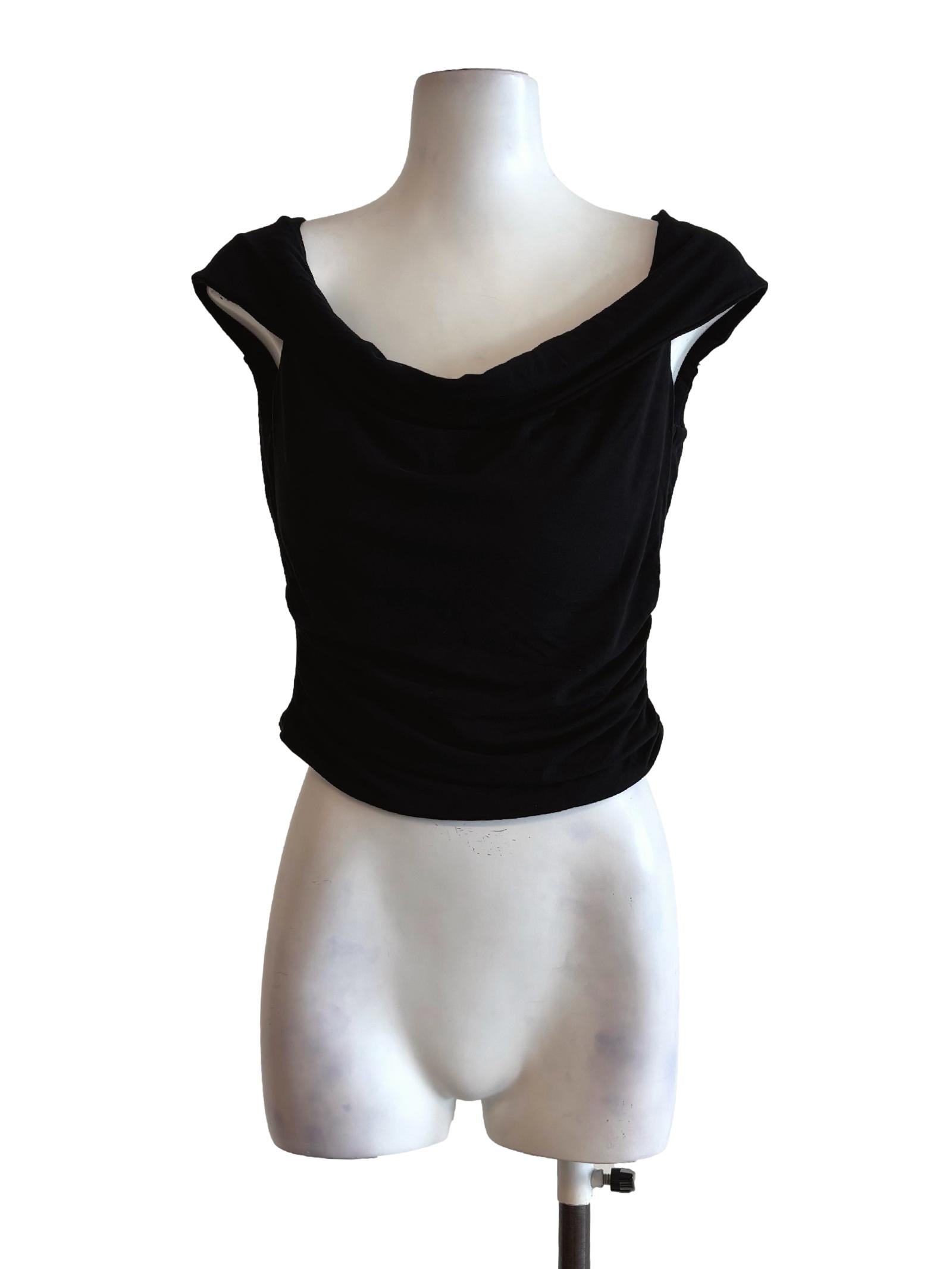 Night Black Cowl Fitted Top