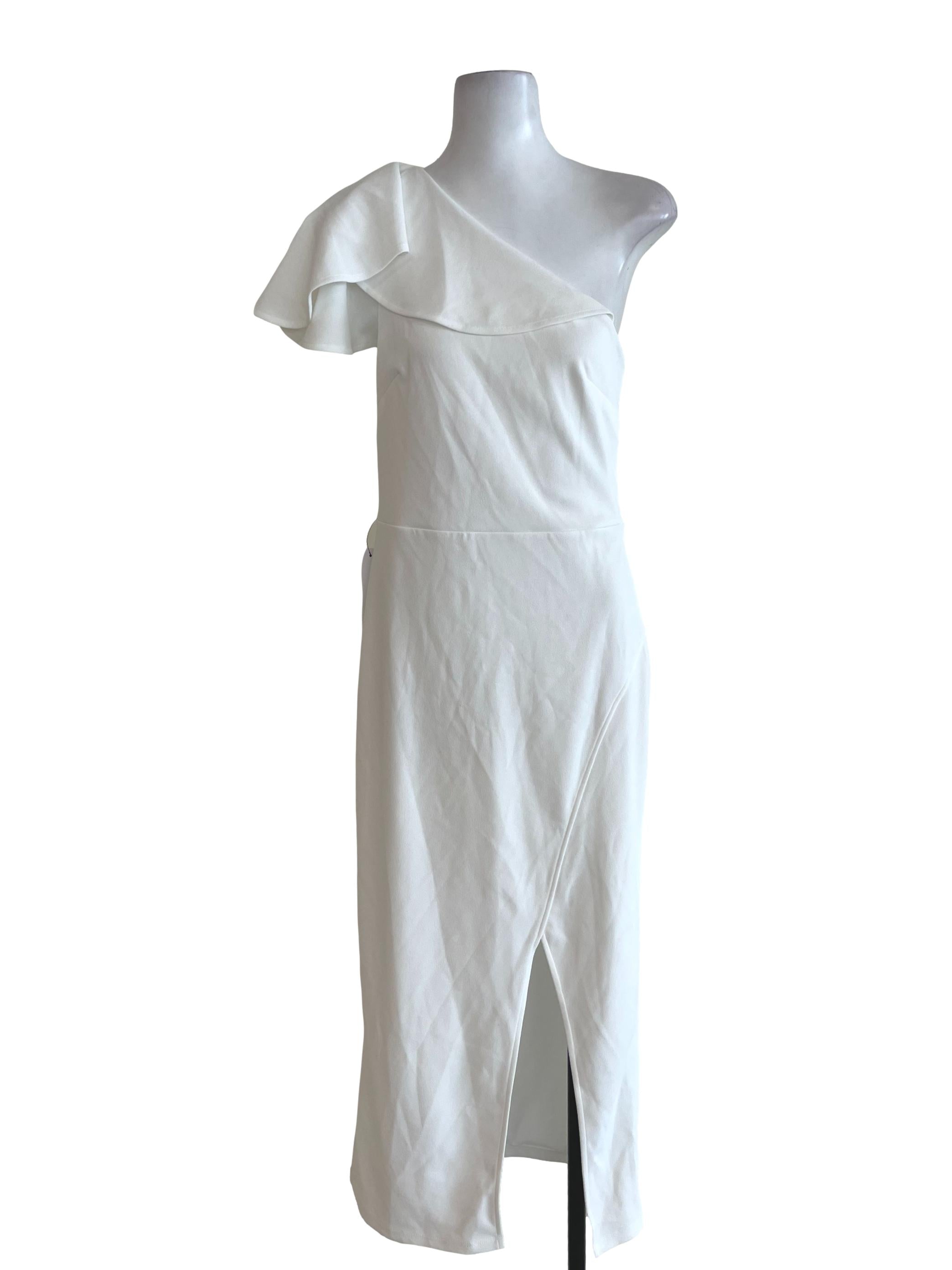 White Asymmetrical Plain Dress
