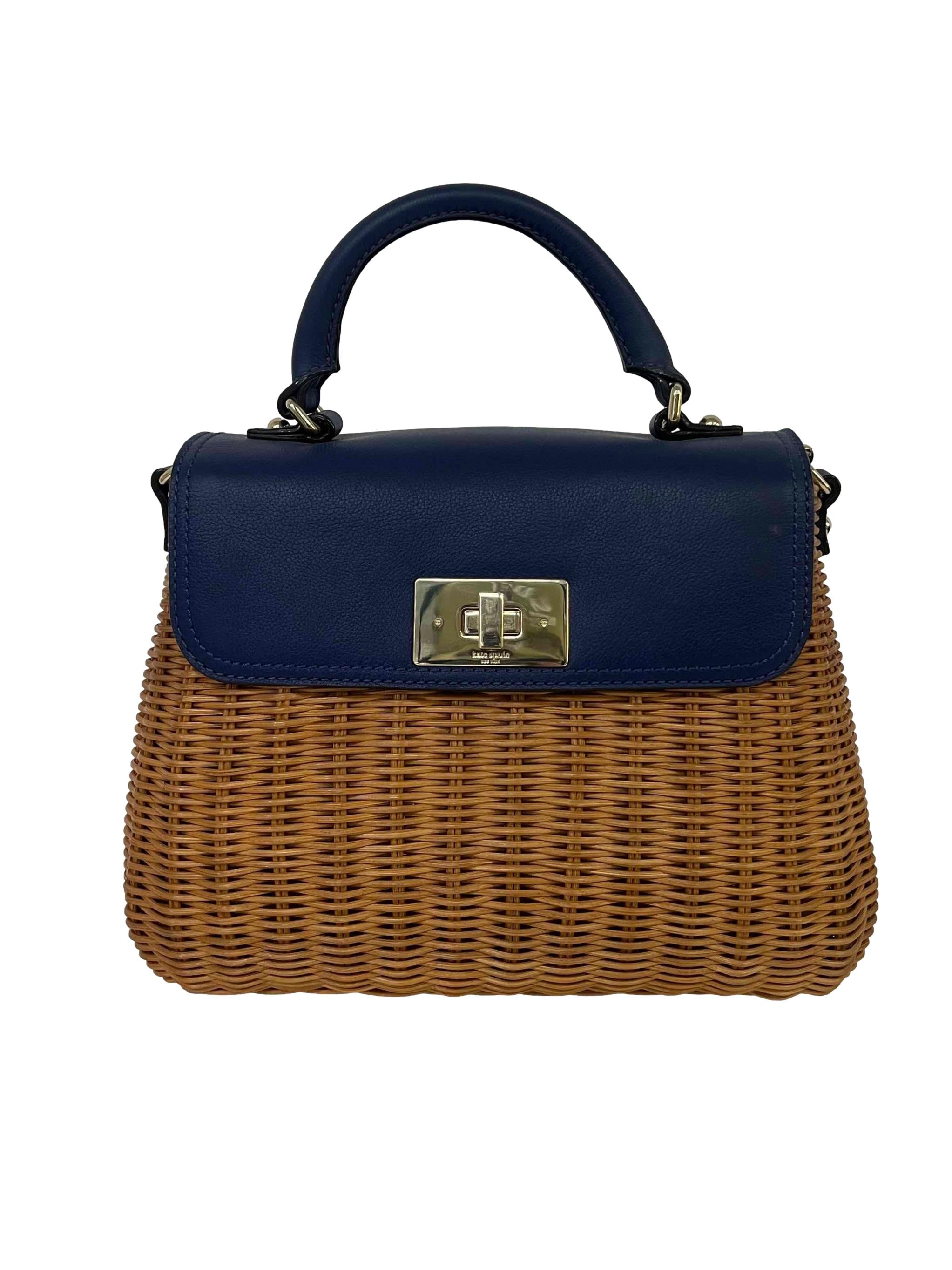 Blue Rattan Handbag