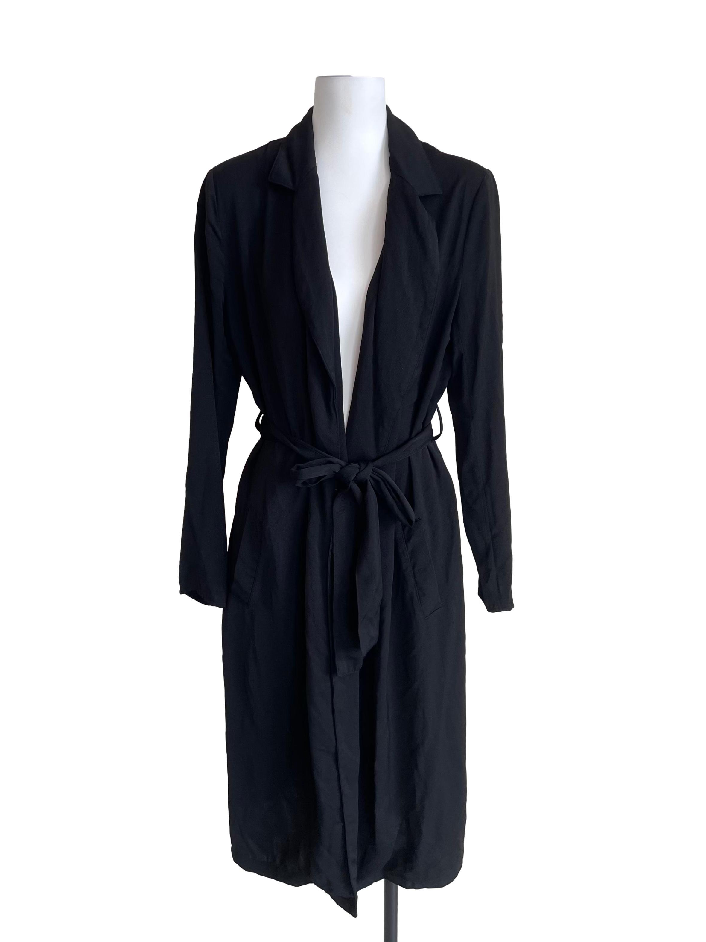 Coal Black Open Front Long Suit Jacket