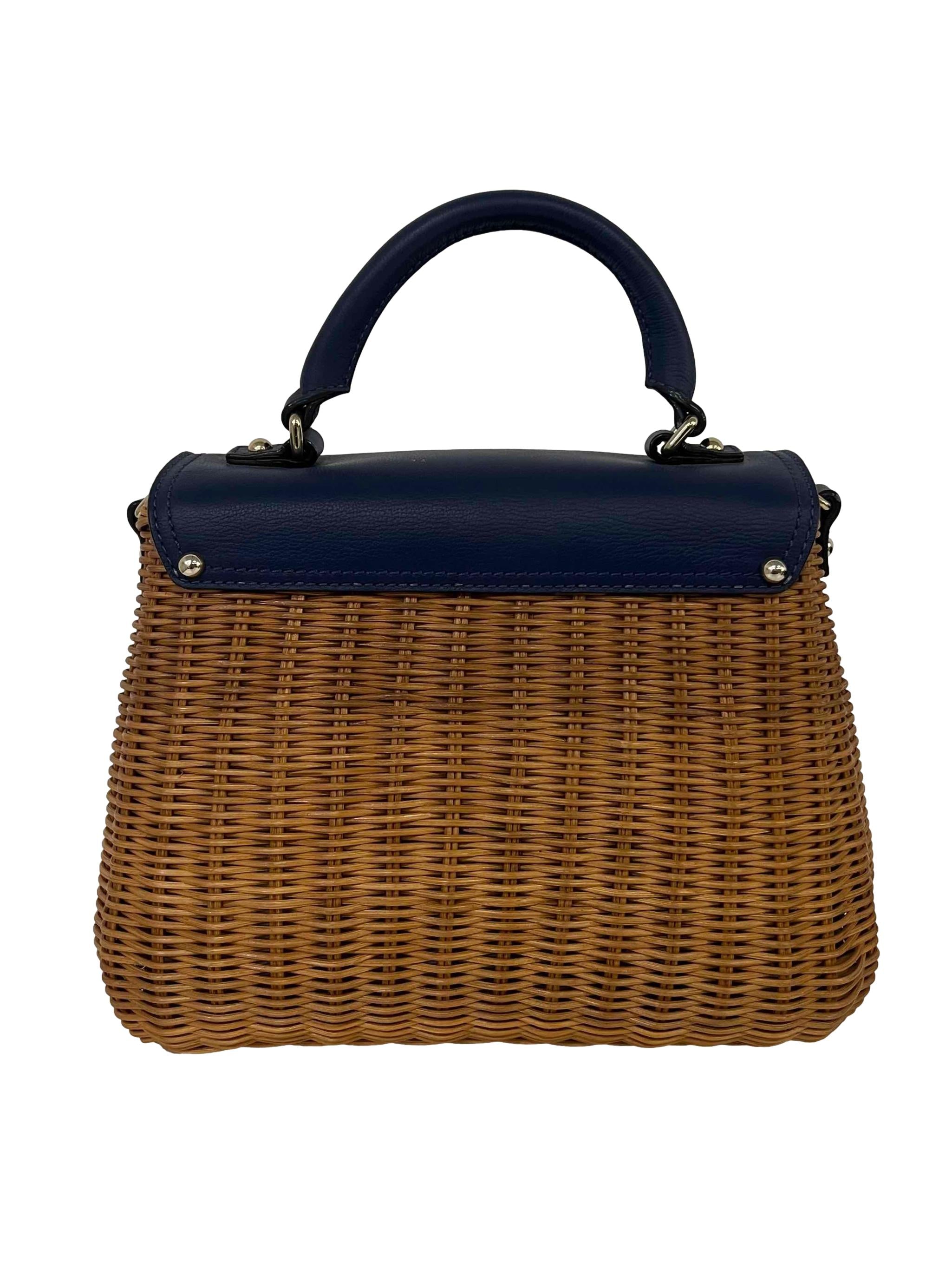 Blue Rattan Handbag