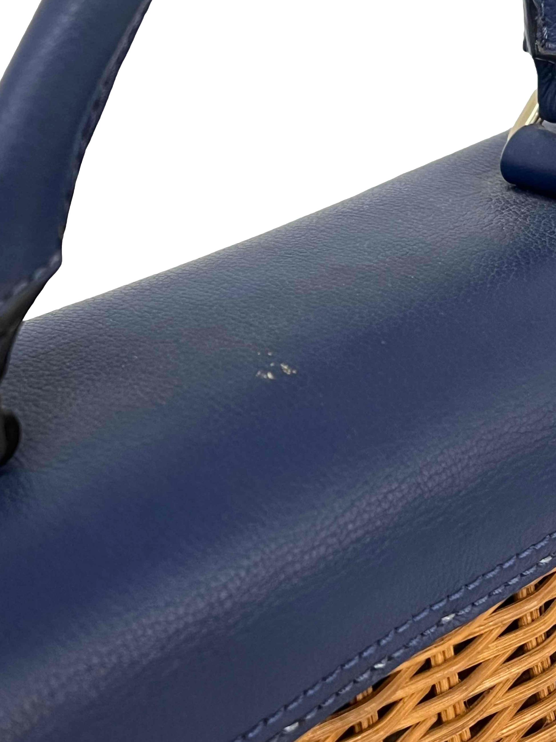 Blue Rattan Handbag