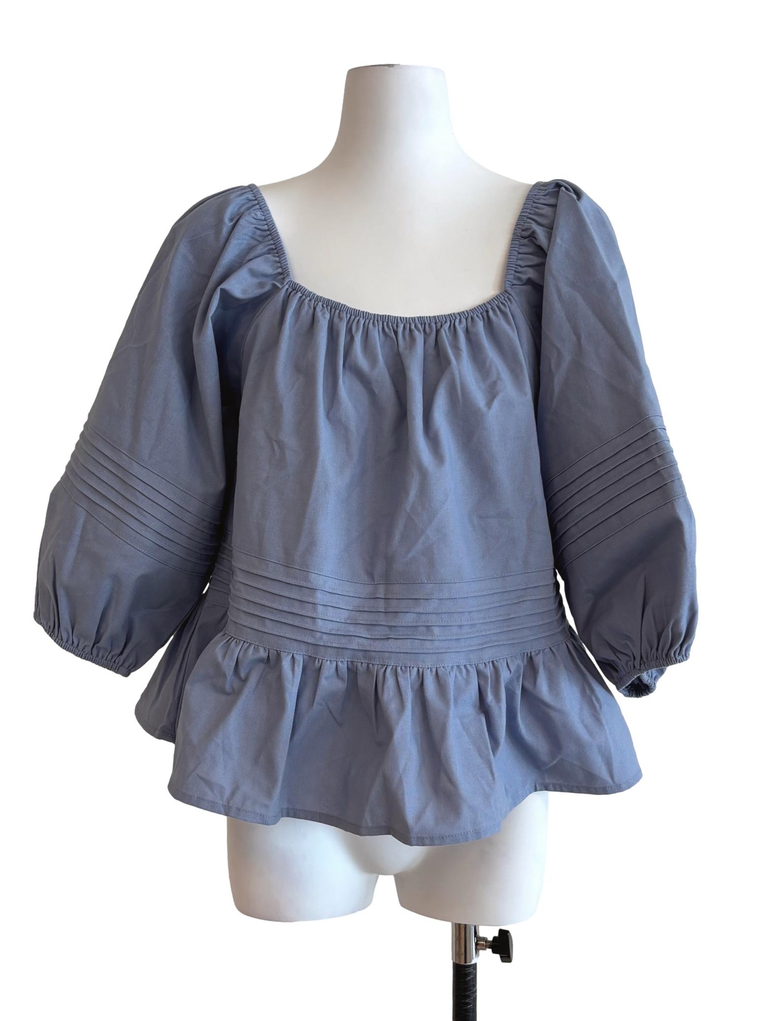 Carolina Blue Square Neck Blouse
