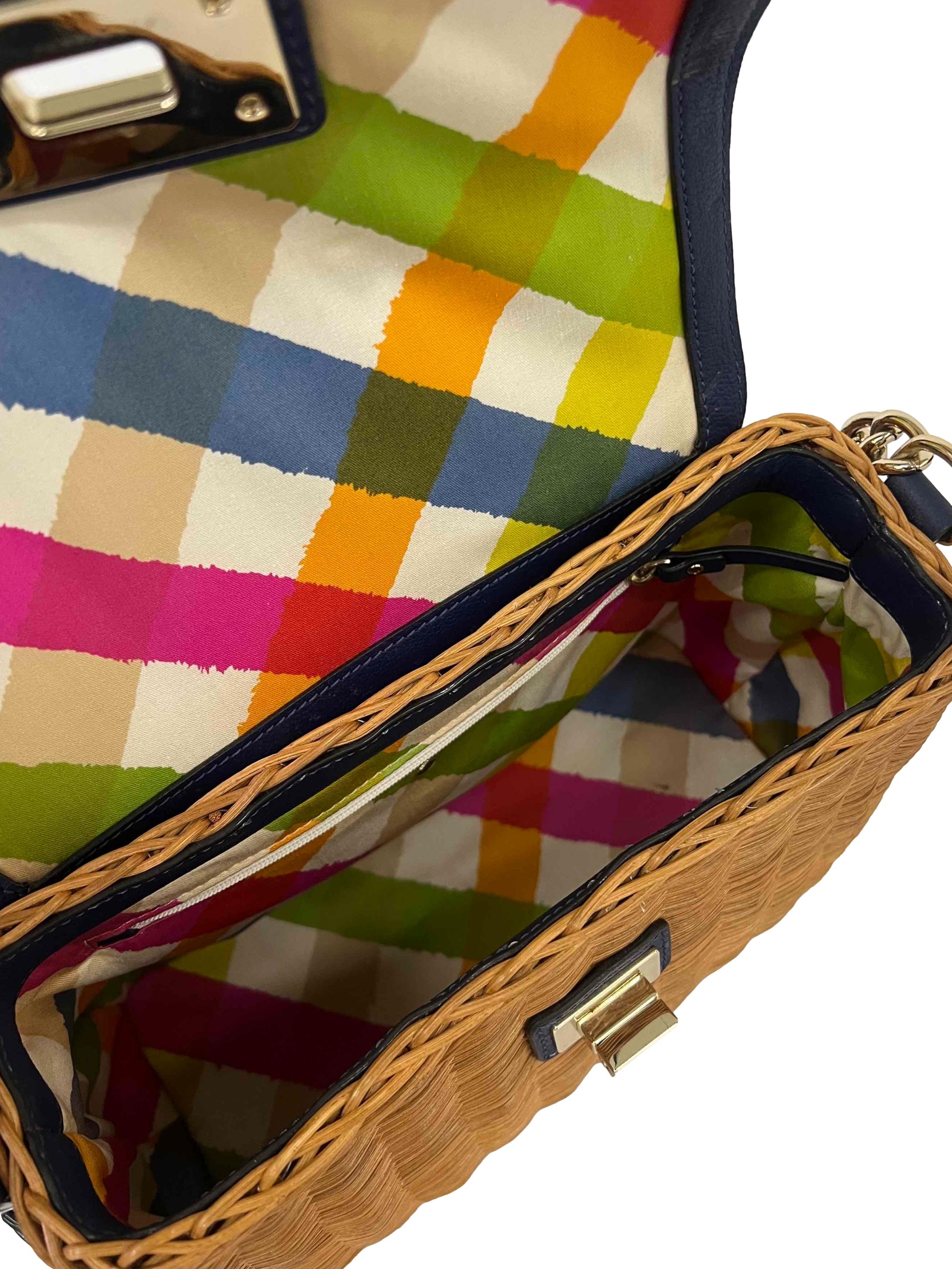 Blue Rattan Handbag