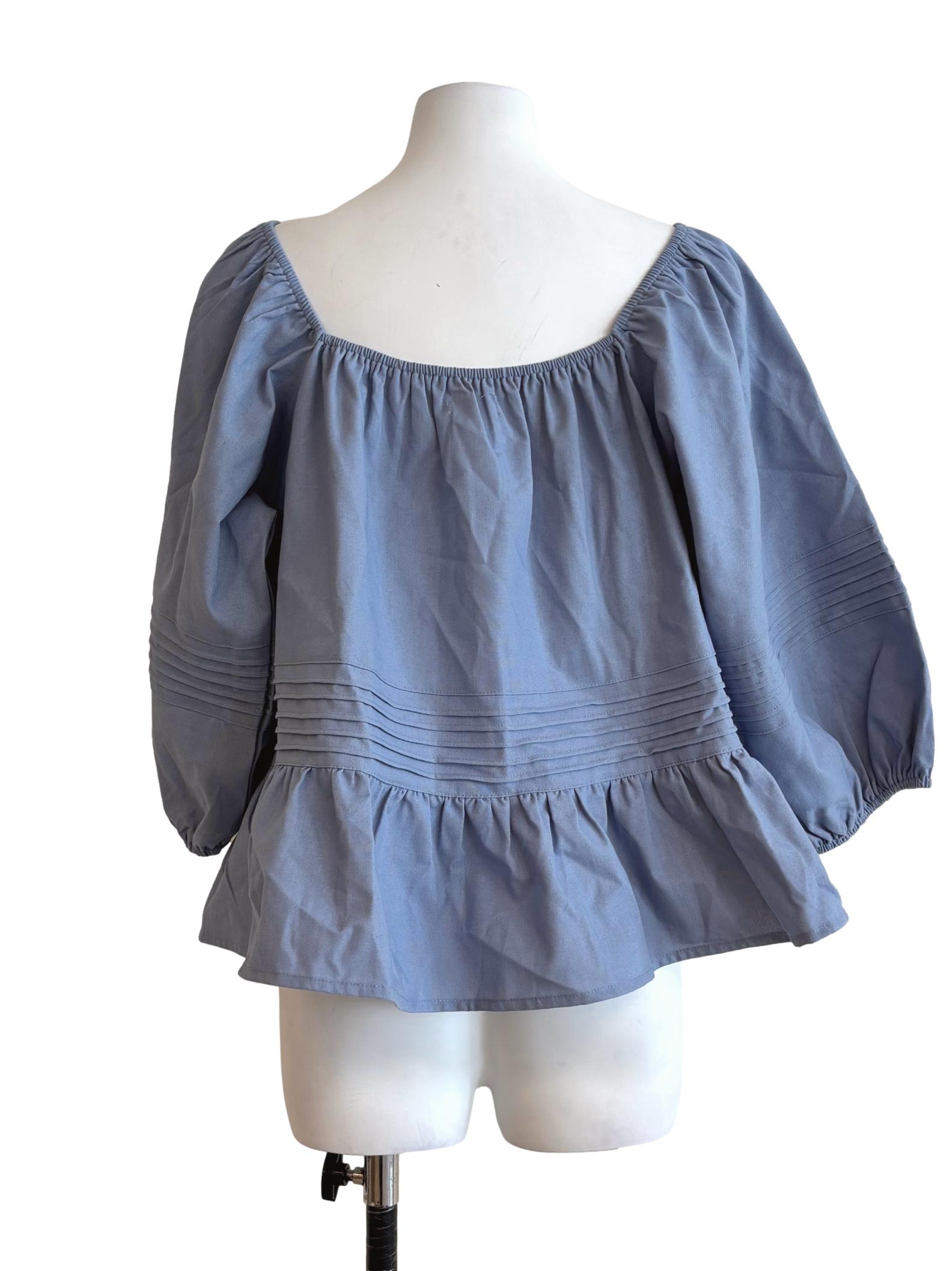 Carolina Blue Square Neck Blouse