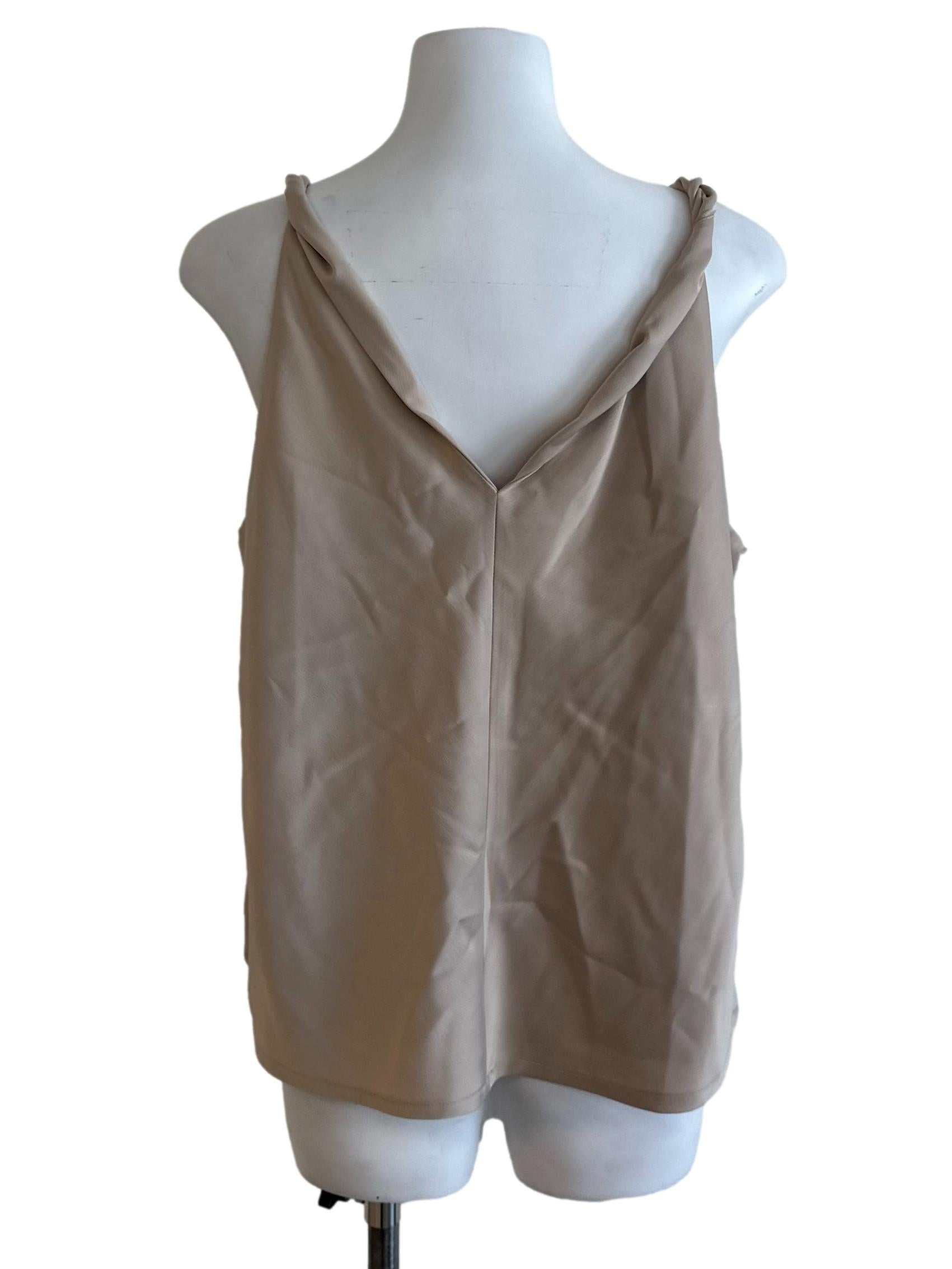 Taupe Brown V Neck Knot Strap Top