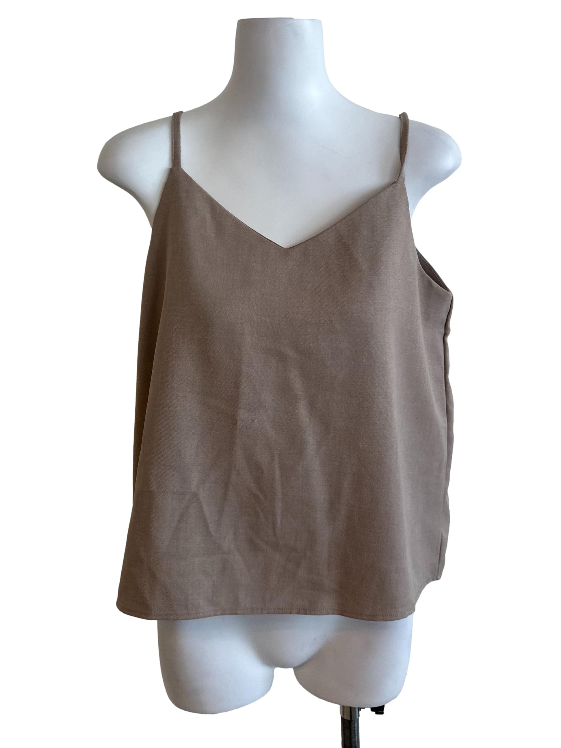 Coffee Brown V Neck Casual Top