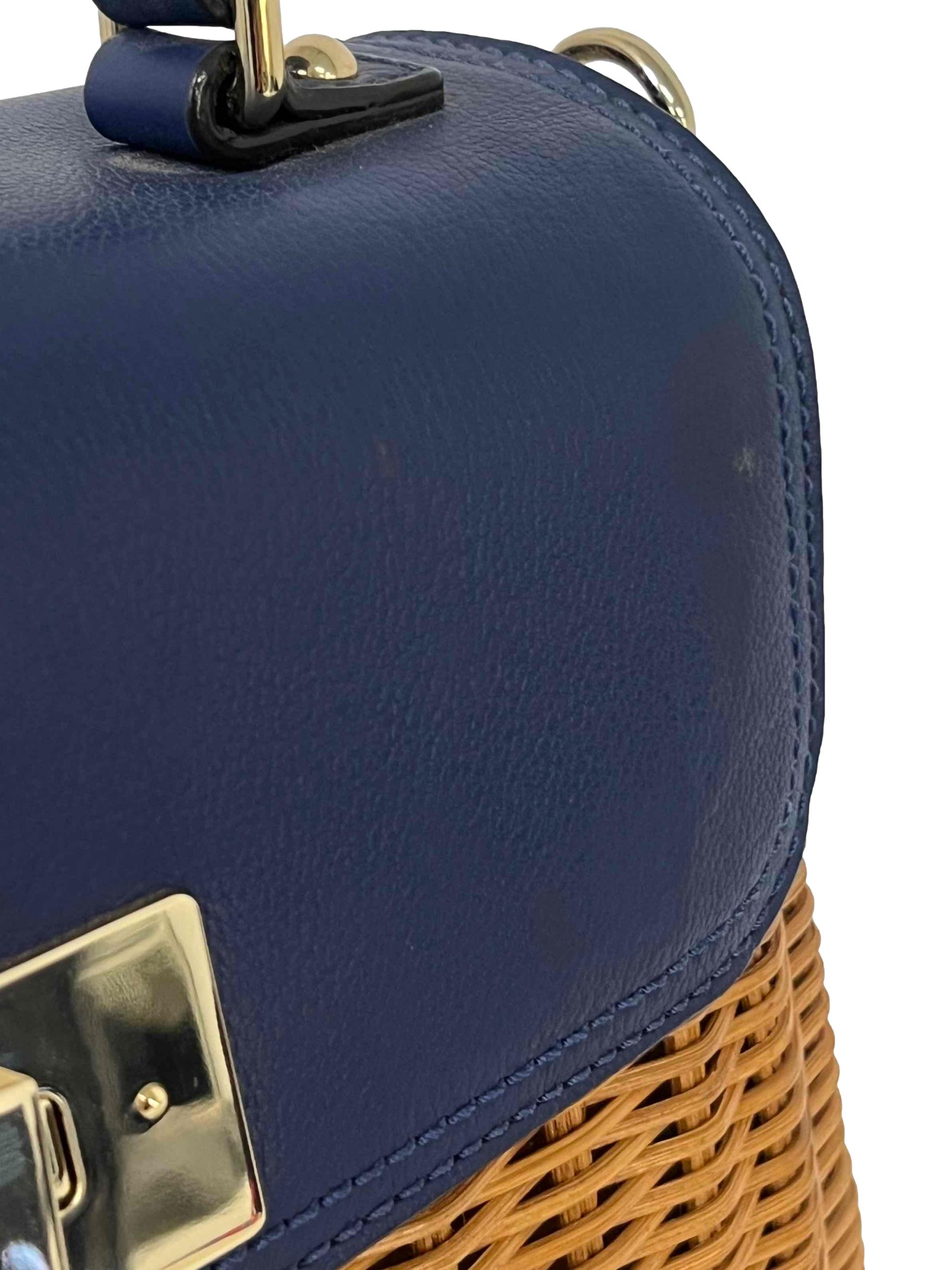 Blue Rattan Handbag