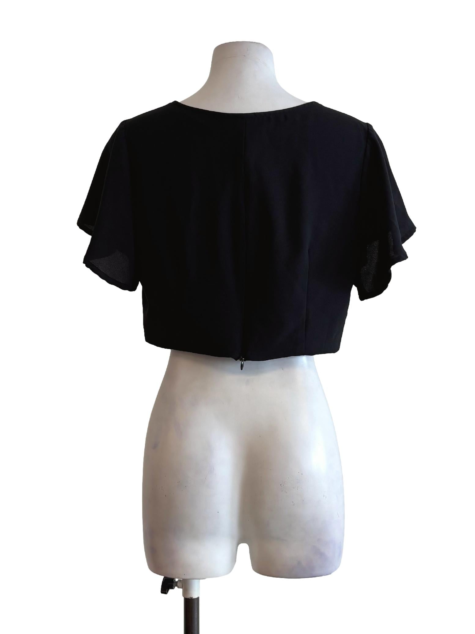 Jet Black Short Sleeve Crop Top