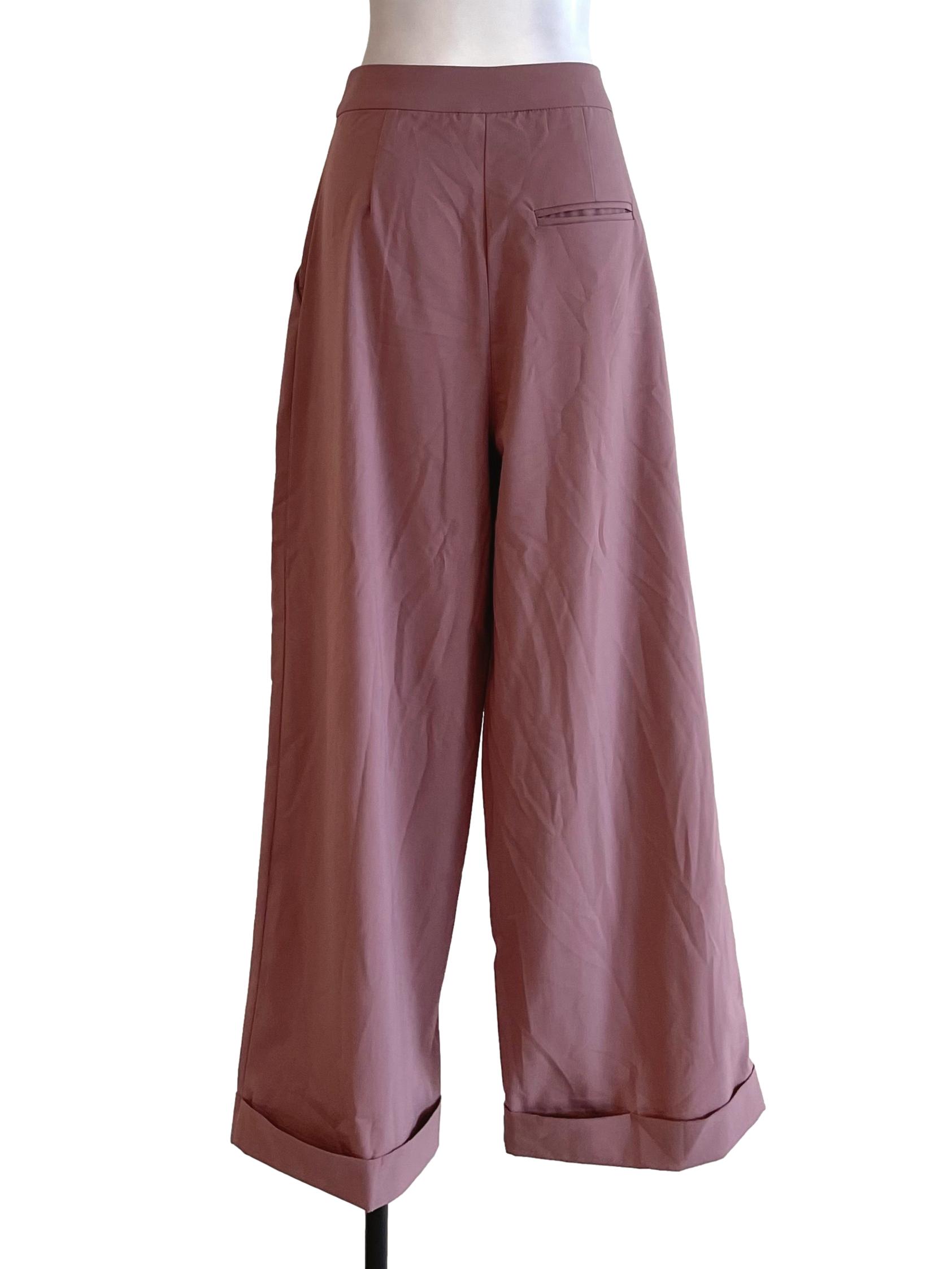 Warm Mauve Cuffed Pleated Pants