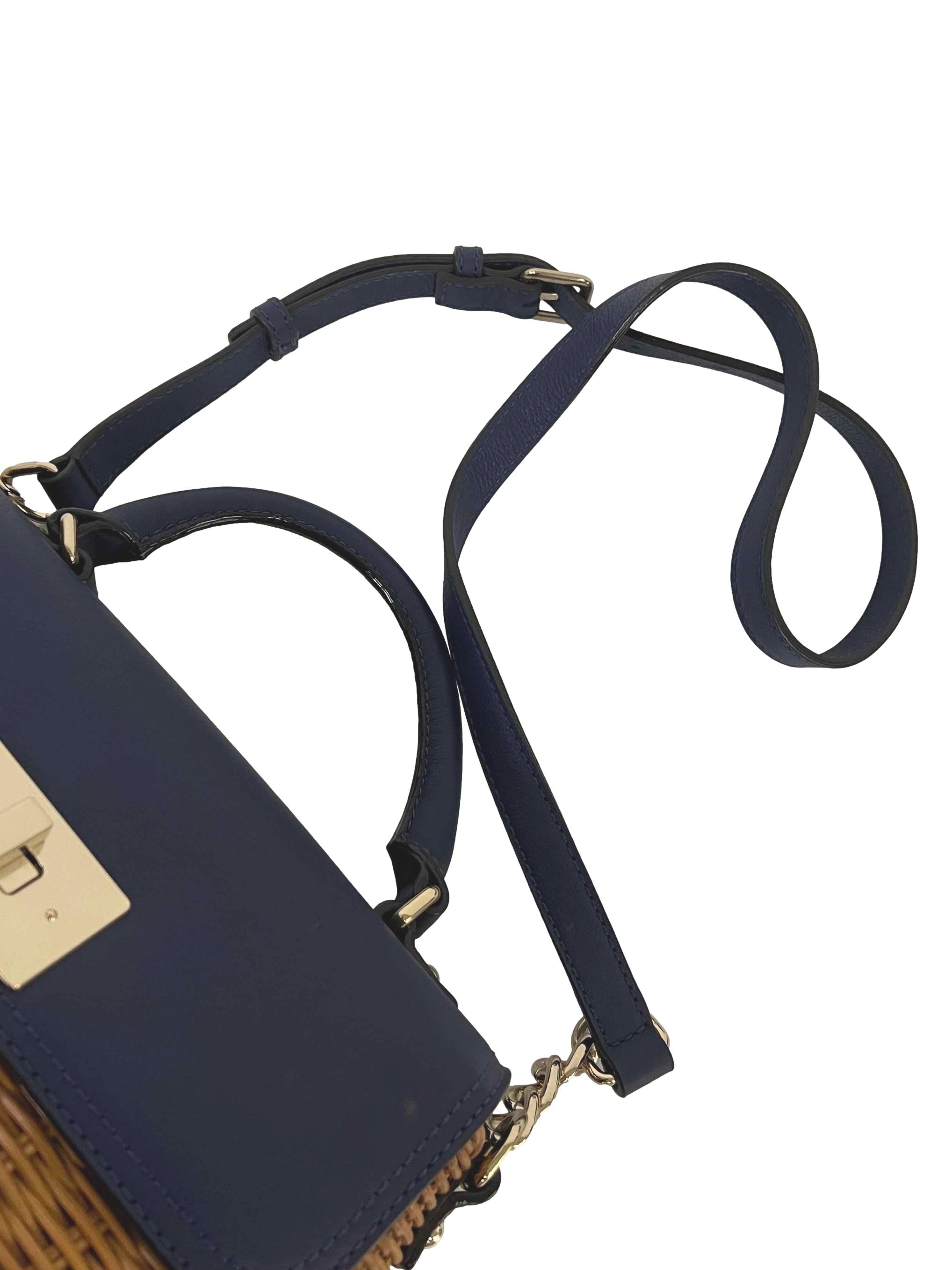 Blue Rattan Handbag