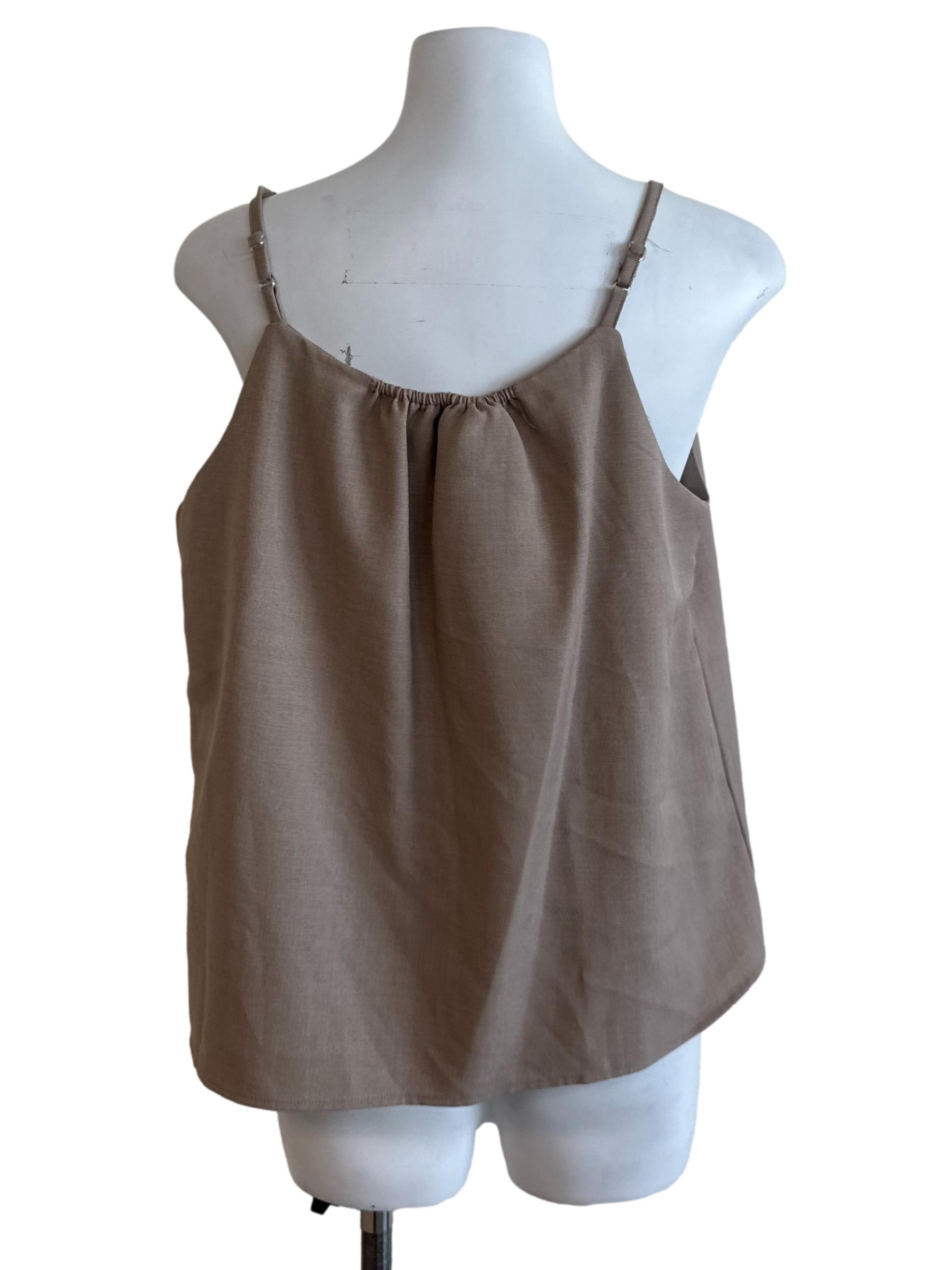 Coffee Brown V Neck Casual Top