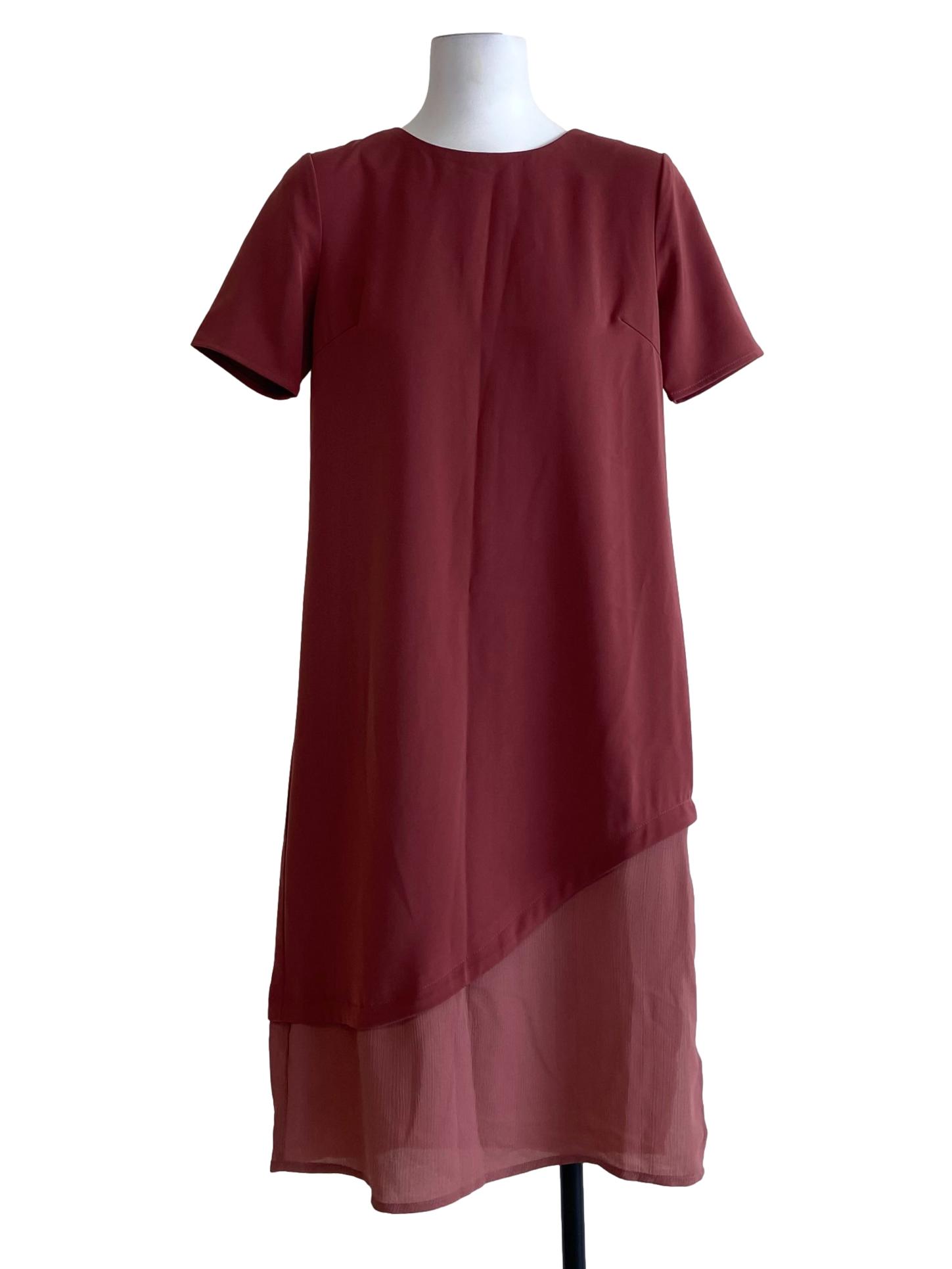 Blush Red Slit Asymmetric Slip Dress