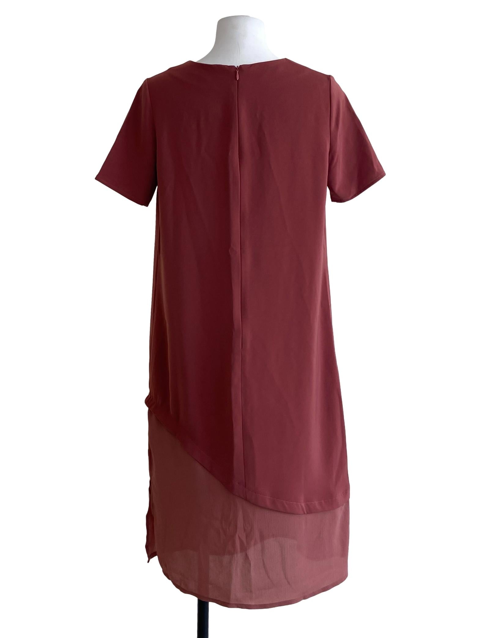 Blush Red Slit Asymmetric Slip Dress