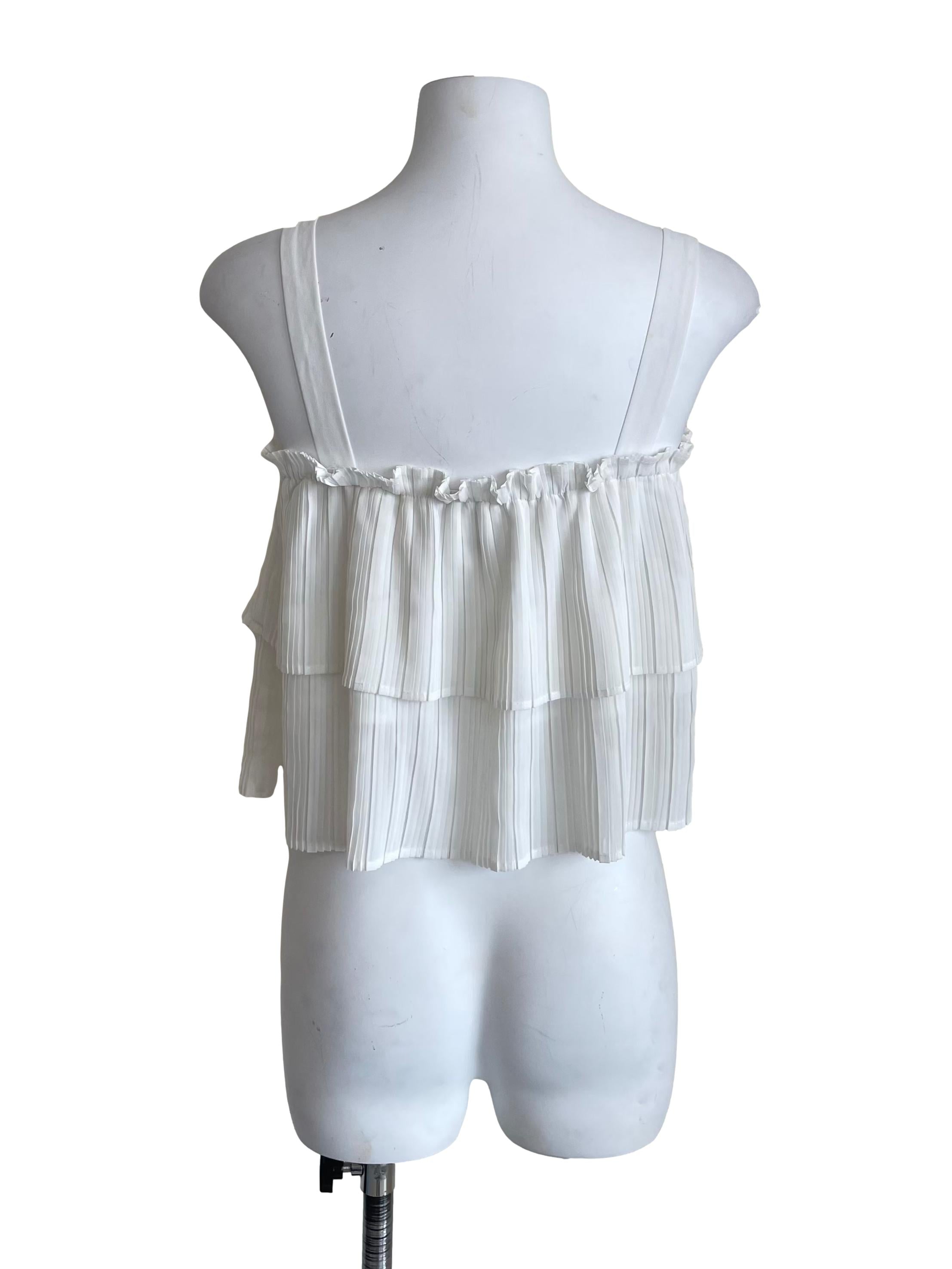 White Pleated Layer Mini Top