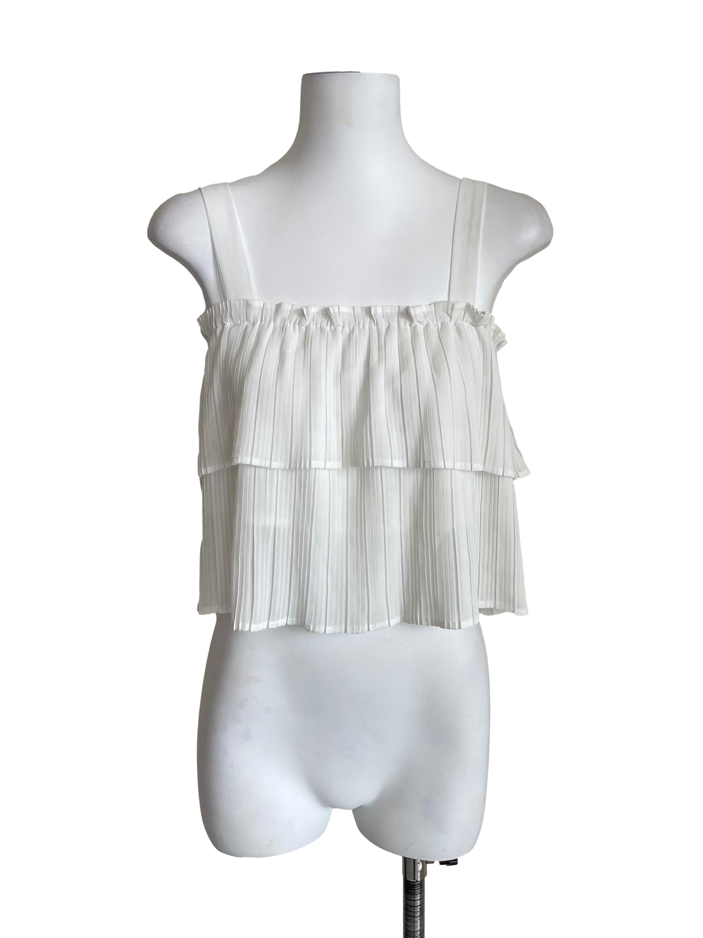 White Pleated Layer Mini Top