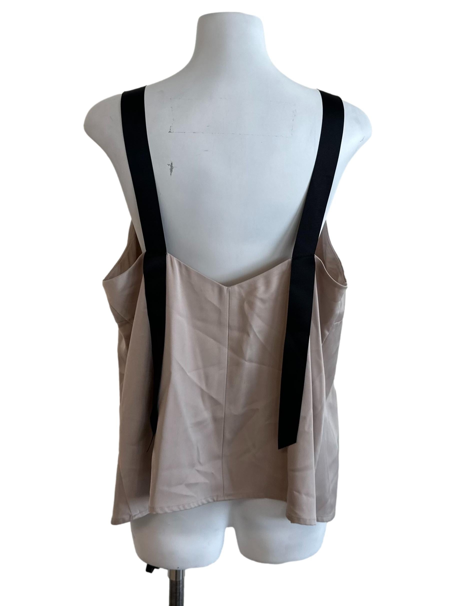 Taupe Brown V Neck Satin Top
