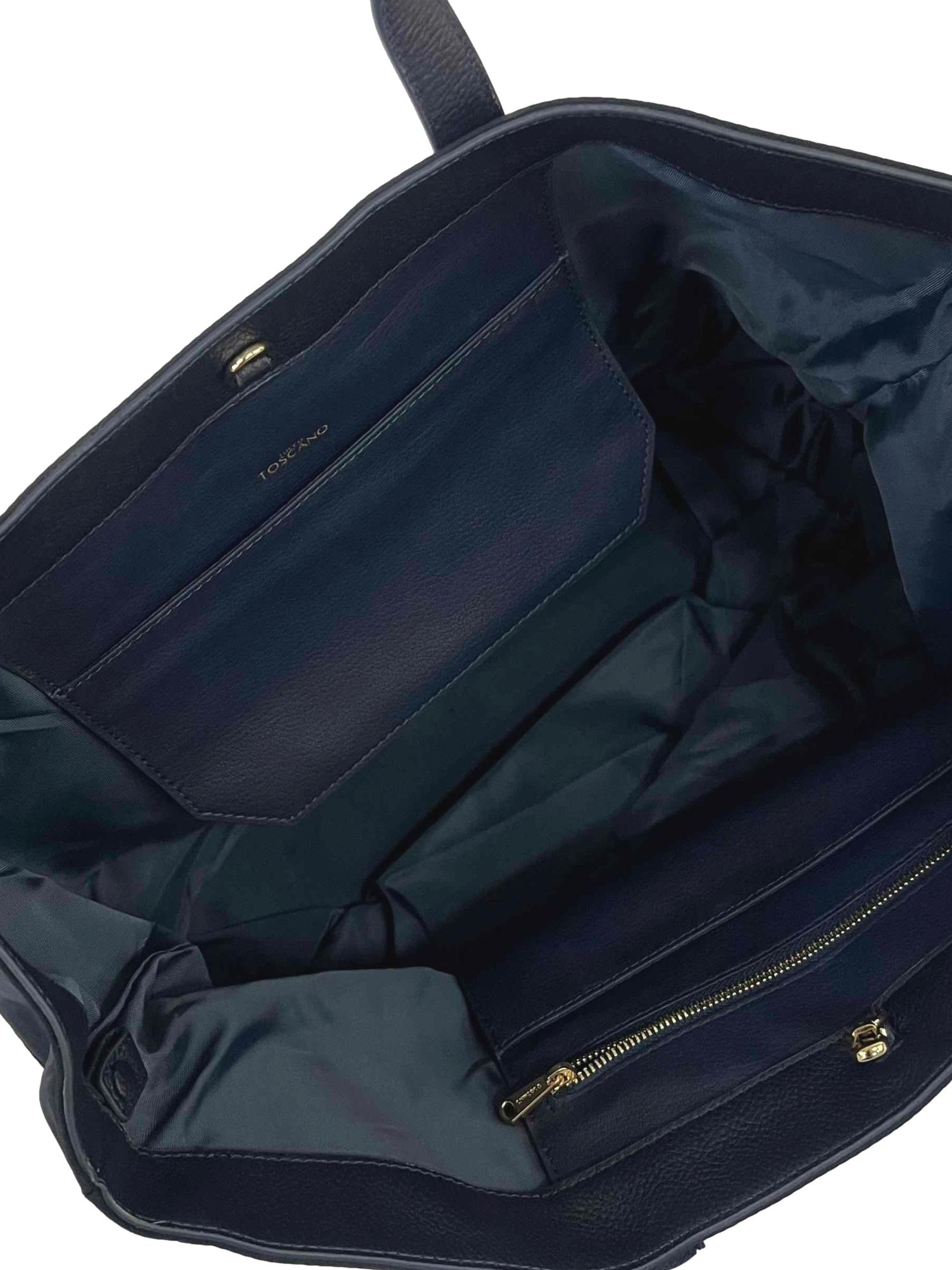 Navy Leather Shoulder Bag