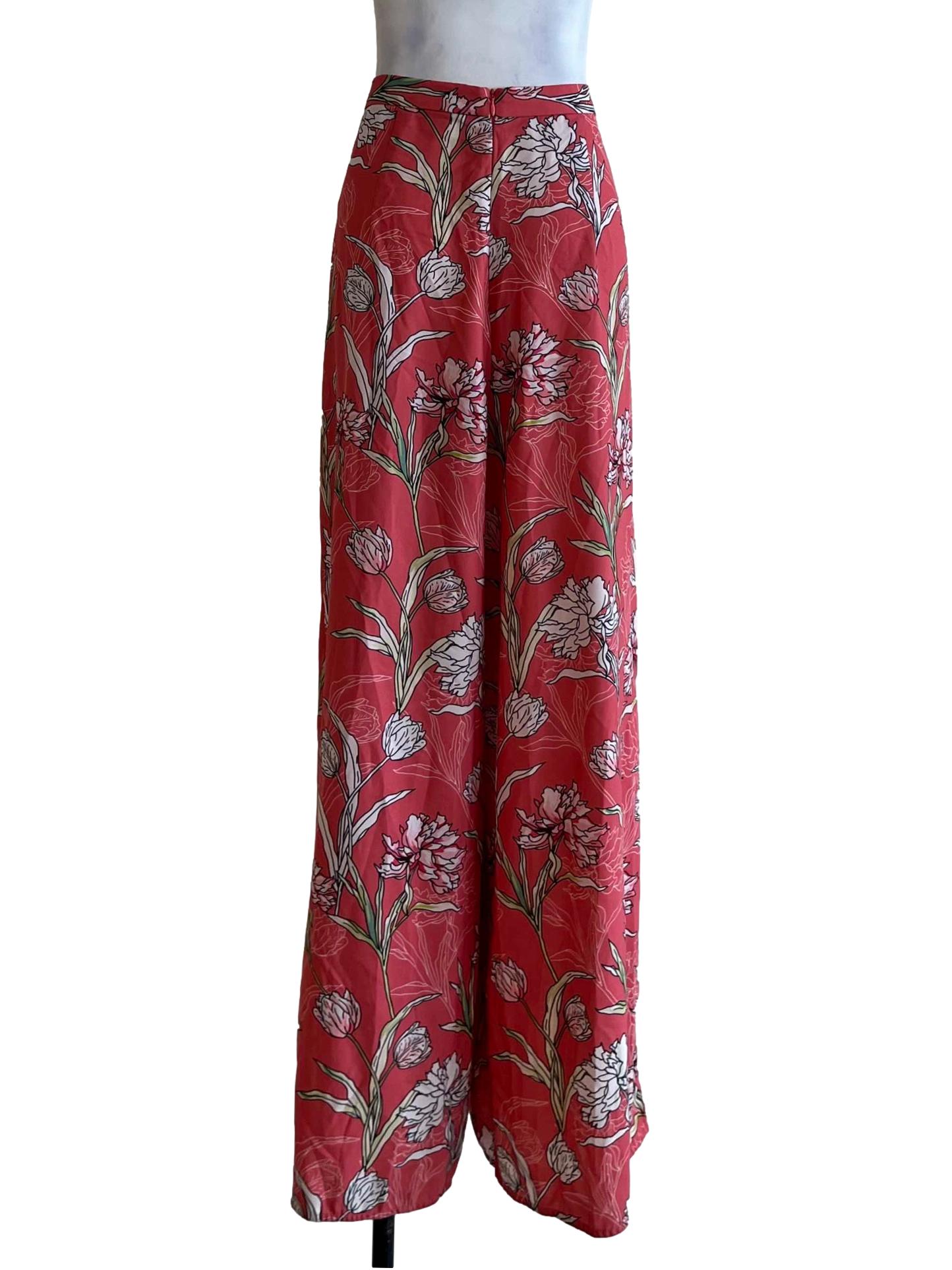 Blush Pink Floral Wide Leg Pants