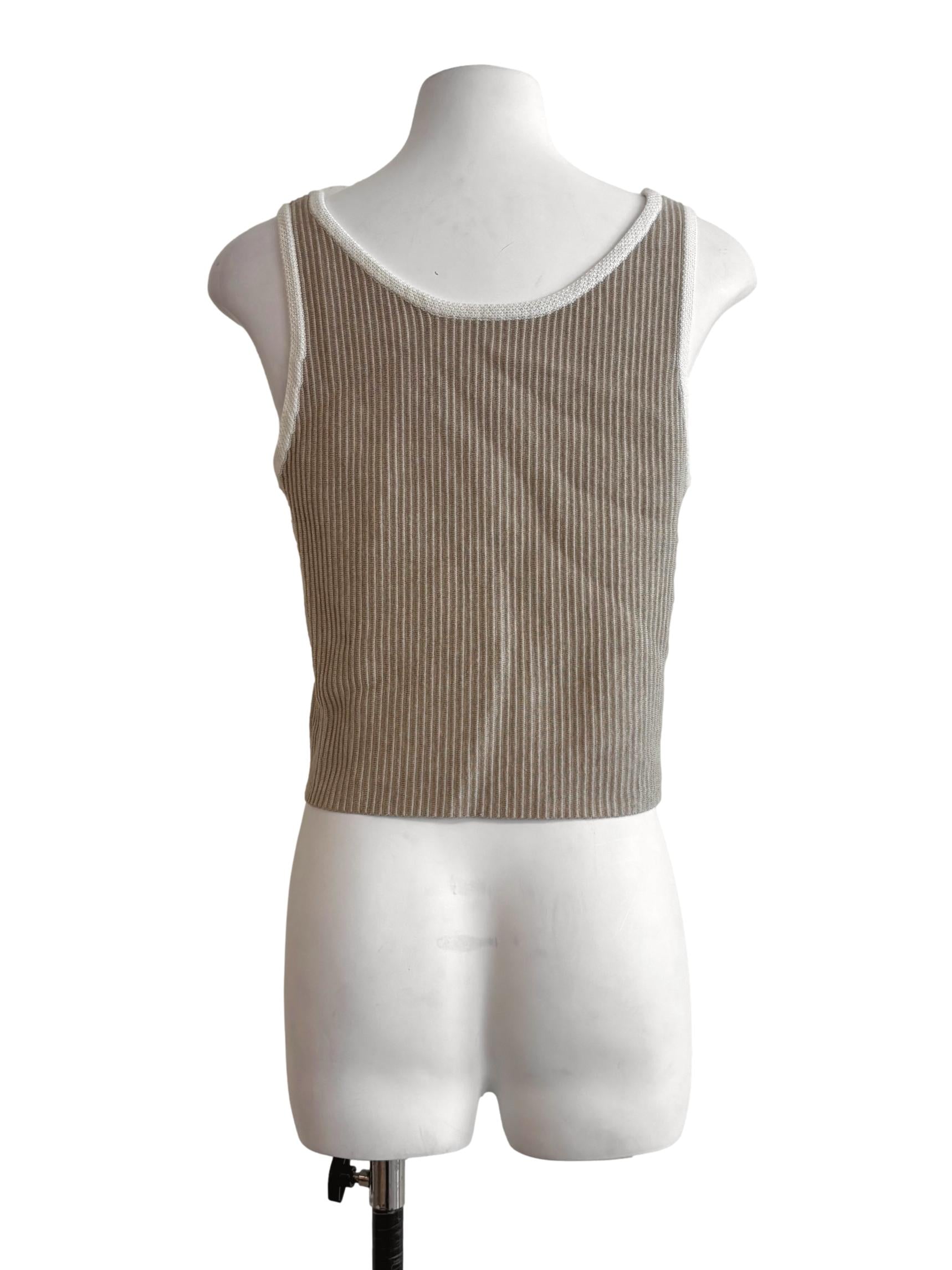 Khaki V-Neck Knit Tank Top LB