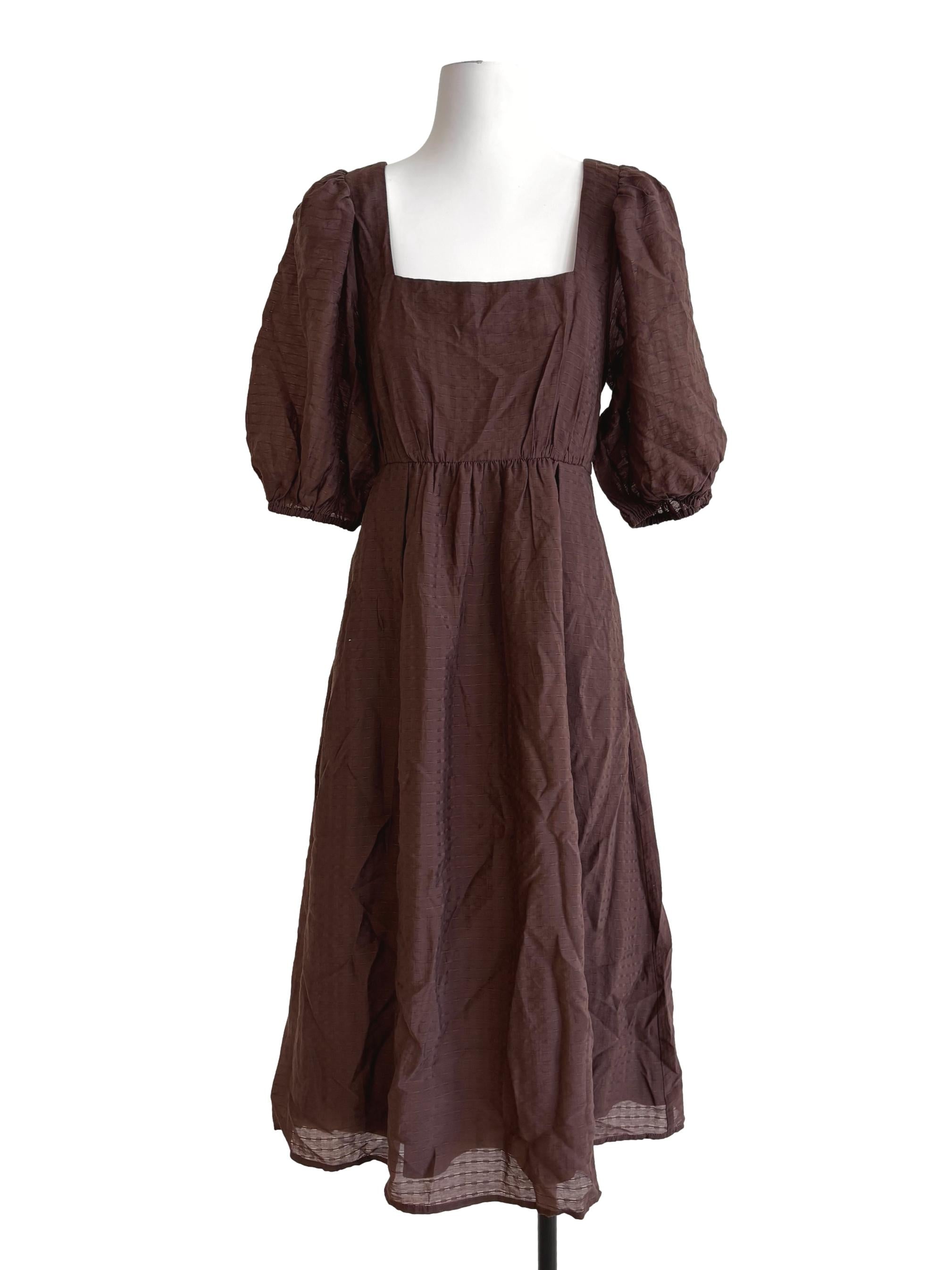 Chocolate Square Neck A-Line Dress LB