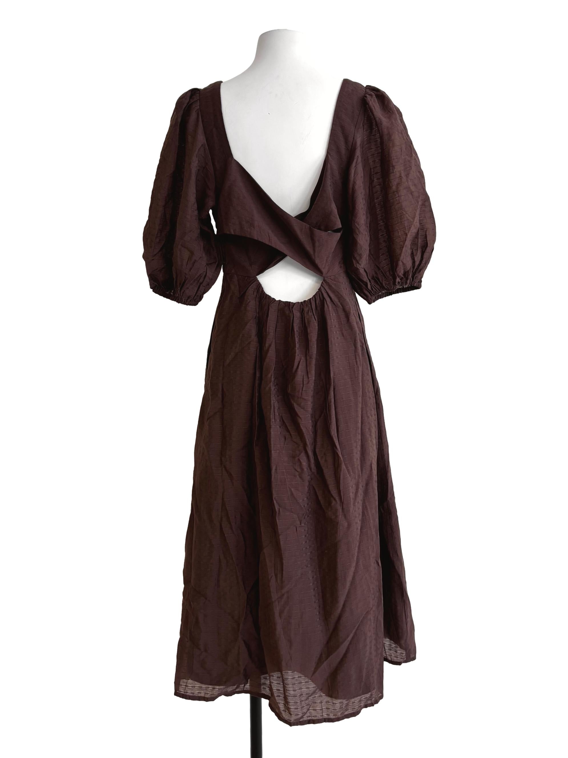 Chocolate Square Neck A-Line Dress LB