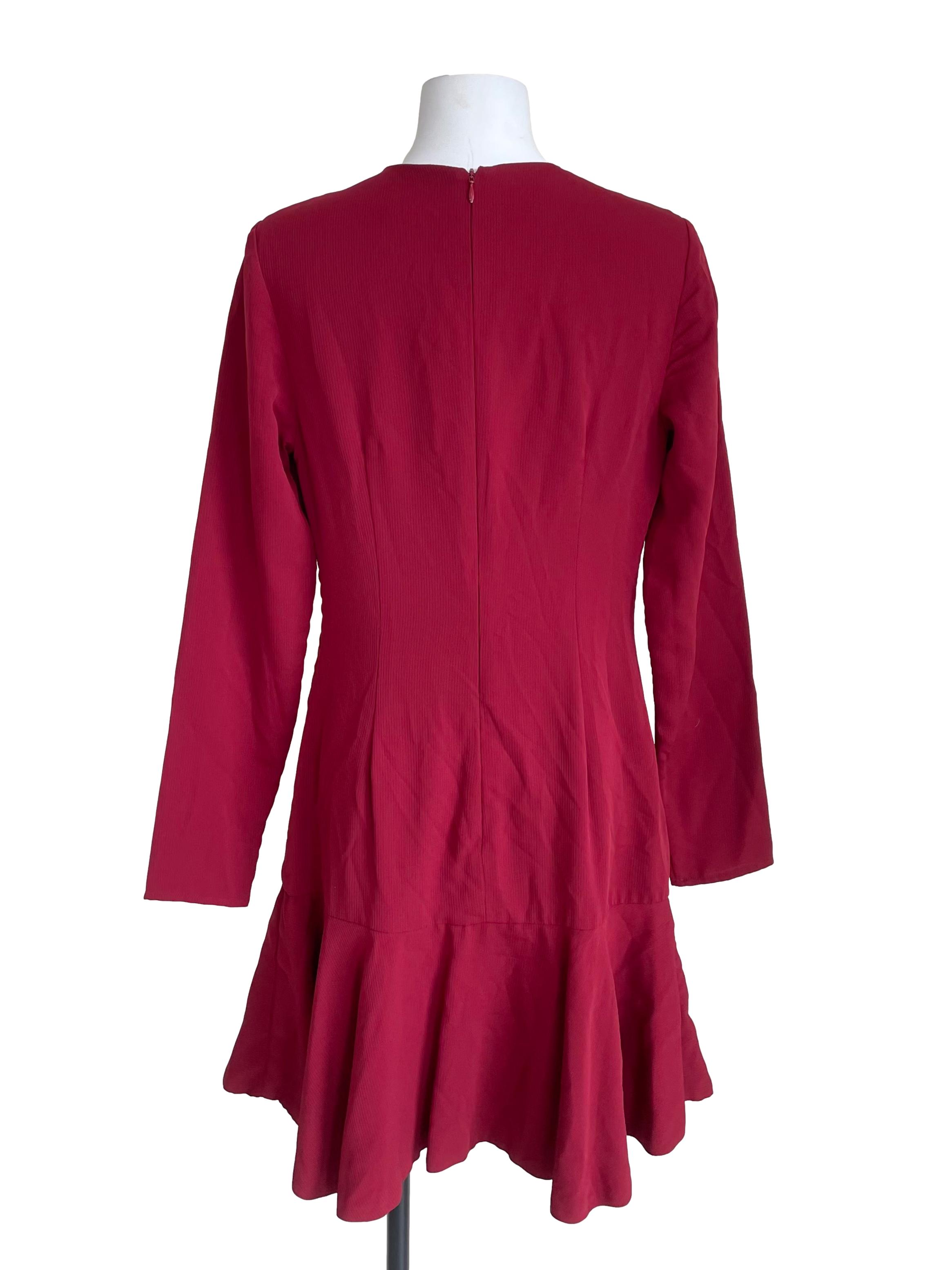 Blood Red Pleated Drop Waist Dress