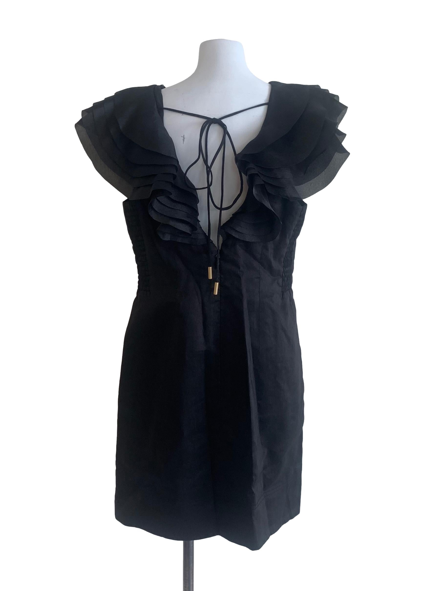 Ink Black Ruffle Sleeve Dress