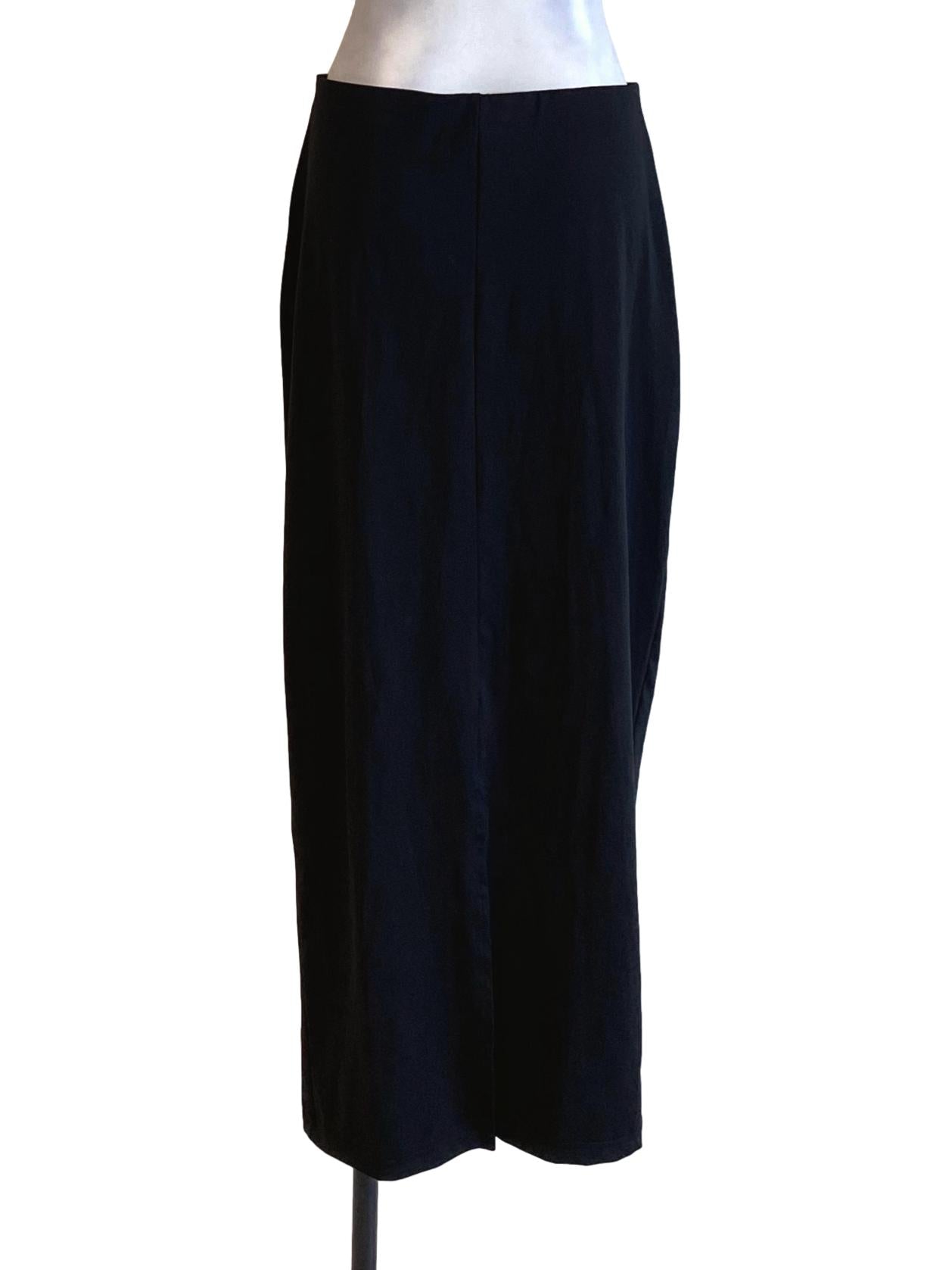 Sueper Black Floral Long Fit Back Slit Skirt