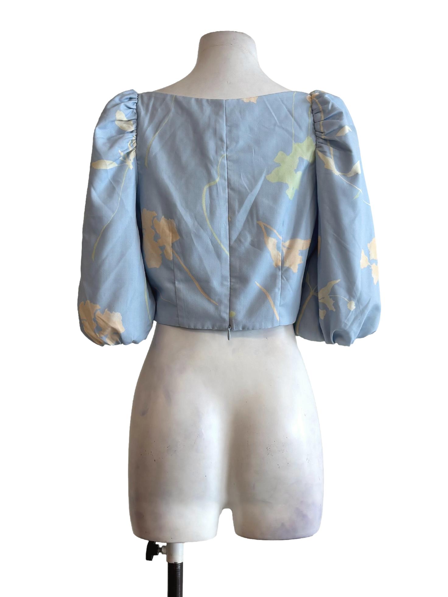 Baby Blue Patterned Baby Doll Top LB