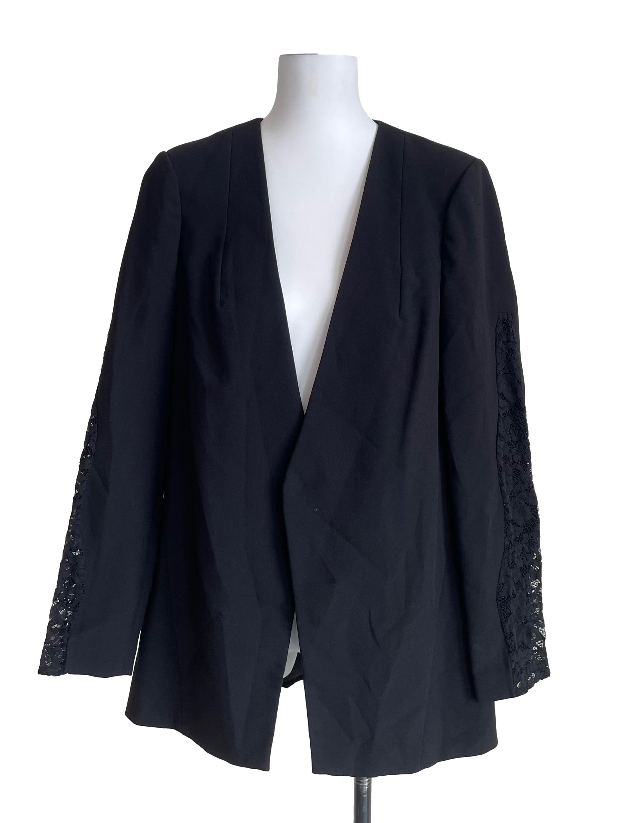 Black Lace Sleeves Blazer