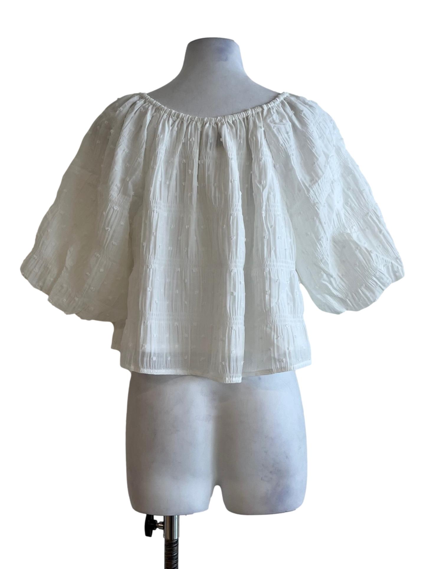 White Scoop Neckline Blouse